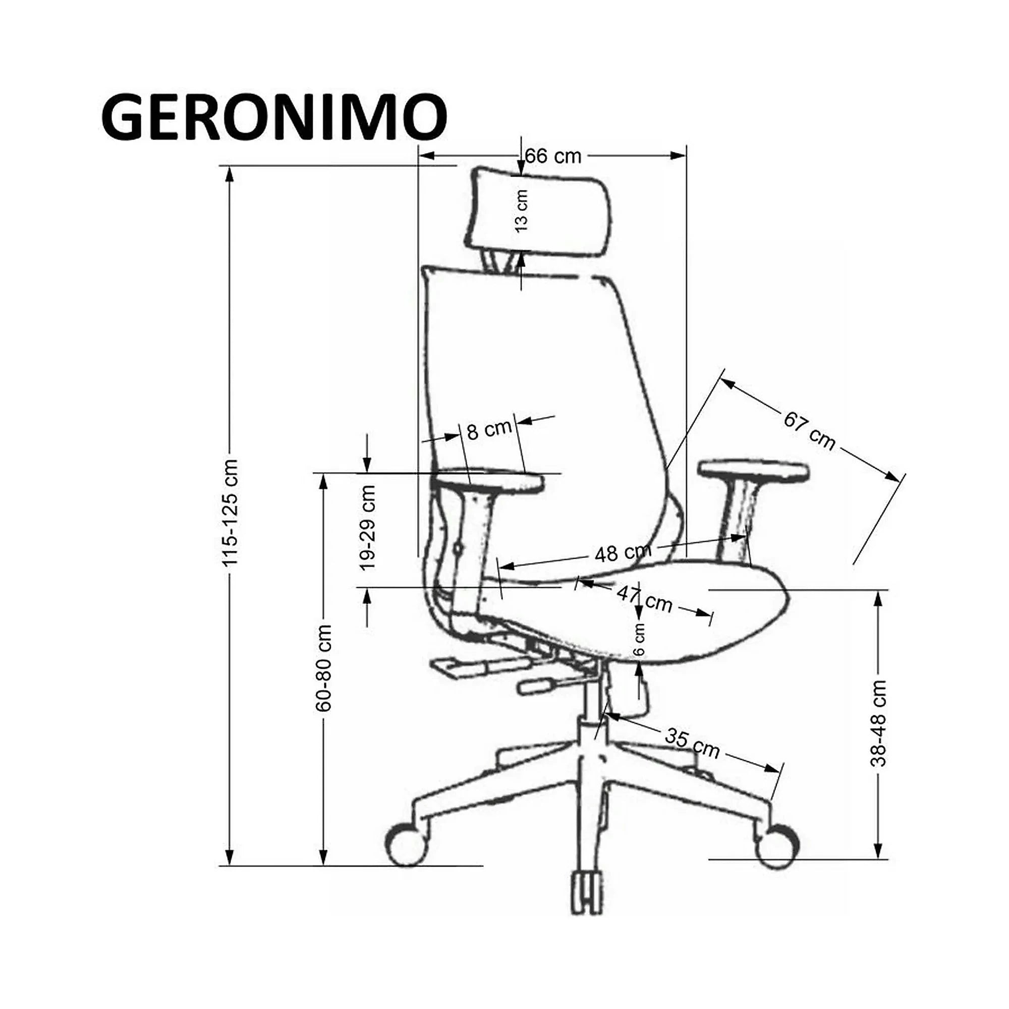 Scaun birou GERONIMO, negru/crom, stofa clasica/metal, 66x67x112/125 cm
