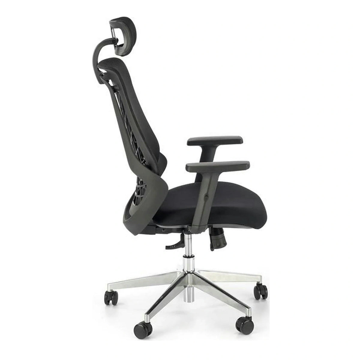 Scaun birou GERONIMO, negru/crom, stofa clasica/metal, 66x67x112/125 cm