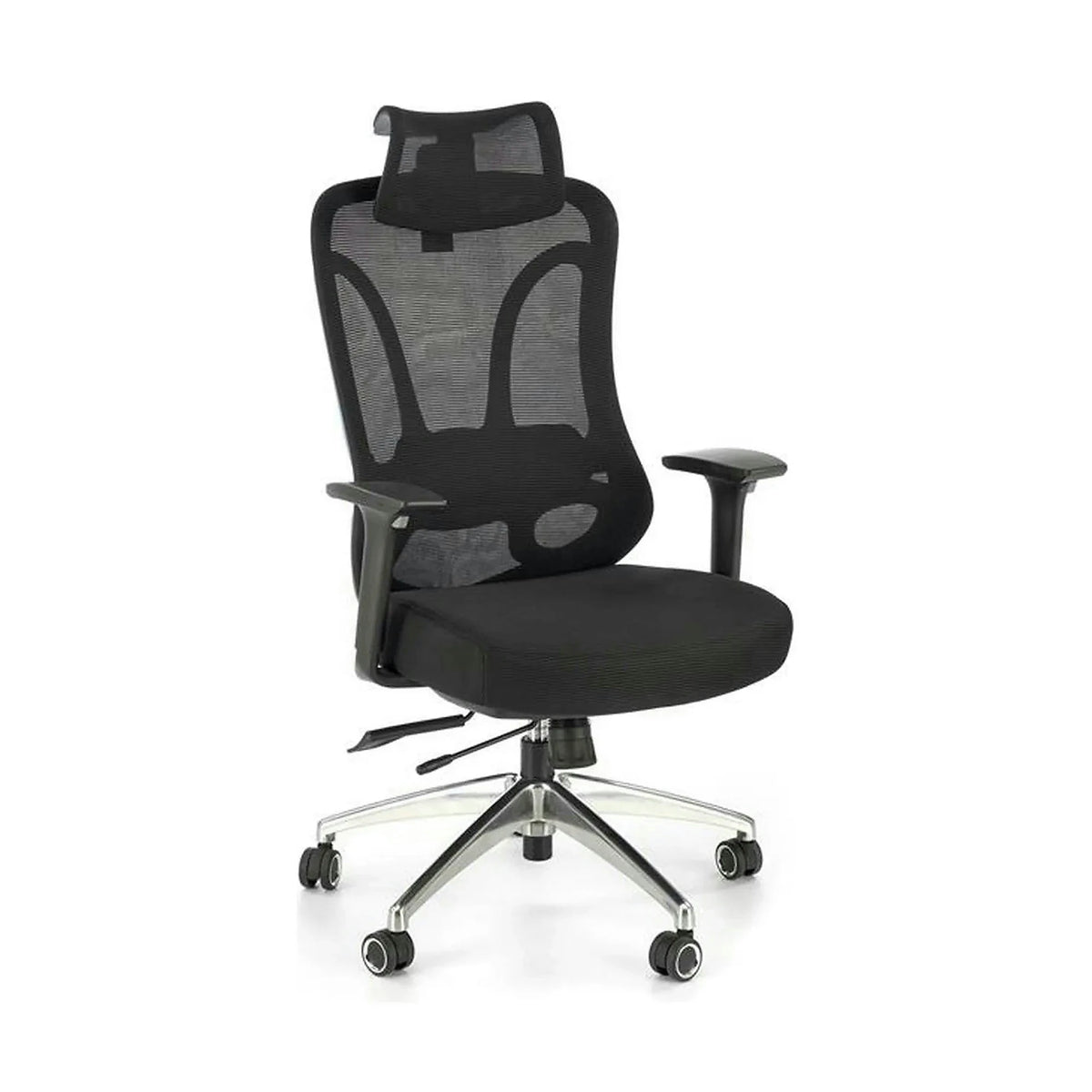 Scaun birou GILBERTO, negru/crom, stofa clasica/metal, 70x64x121/129 cm