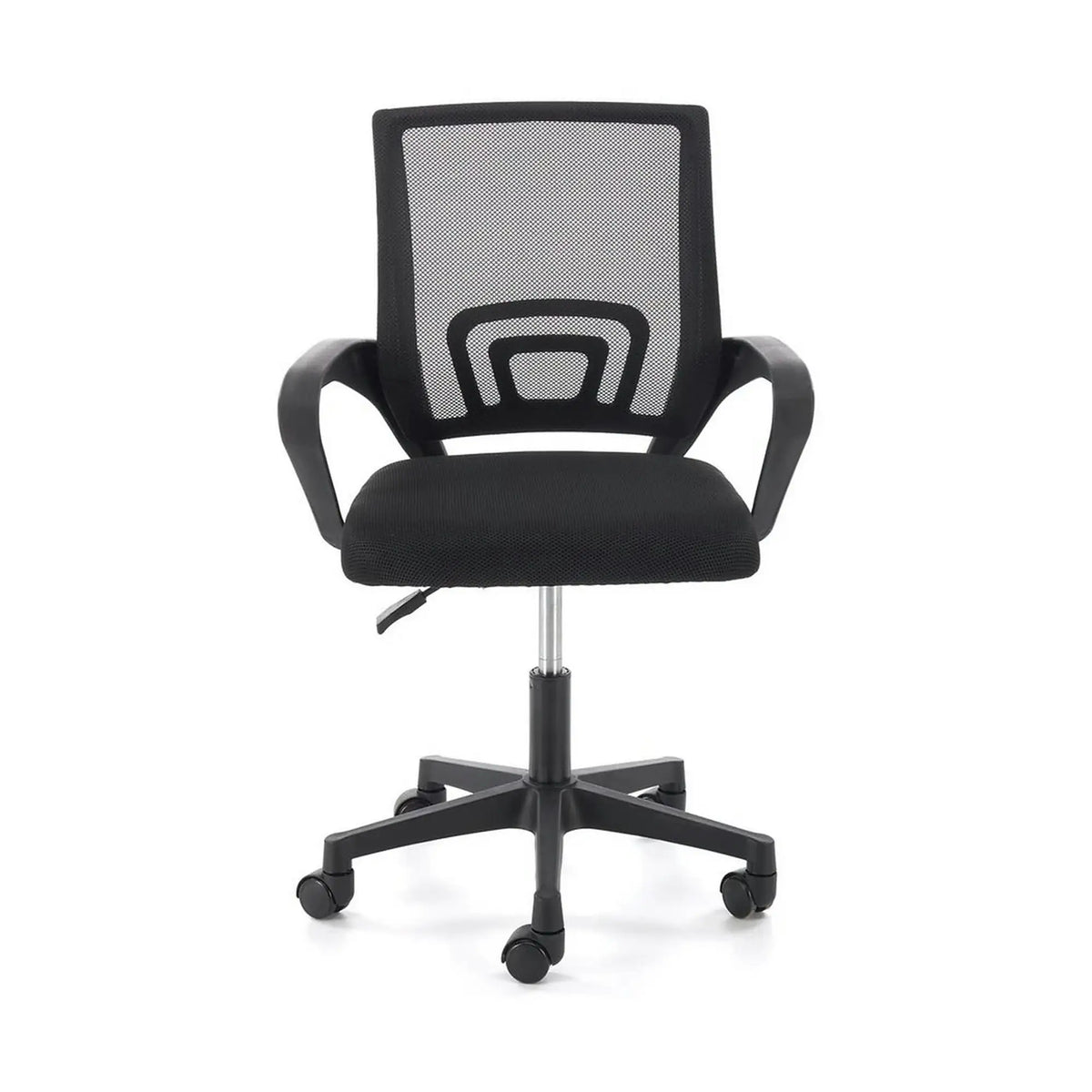 Scaun birou GIMLI, negru, stofa clasica/plastic, 60x53x84/94 cm