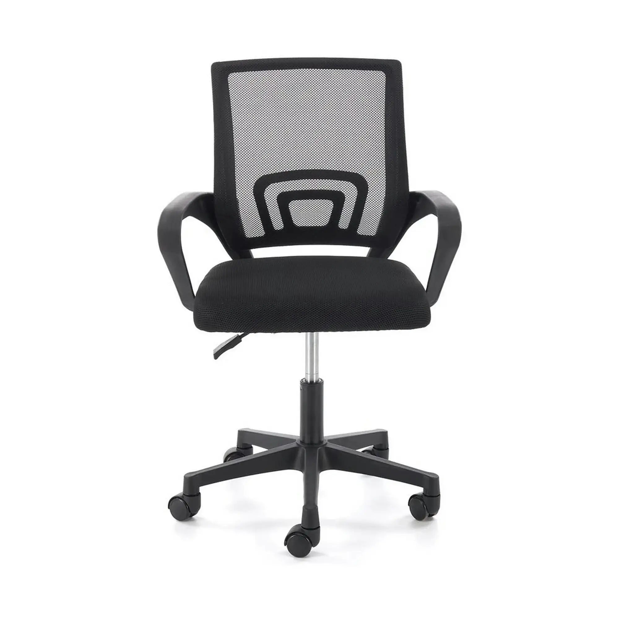 Scaun birou GIMLI, negru, stofa clasica/plastic, 60x53x84/94 cm