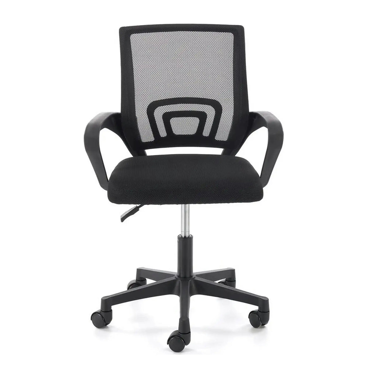 Scaun birou GIMLI, negru, stofa clasica/plastic, 60x53x84/94 cm