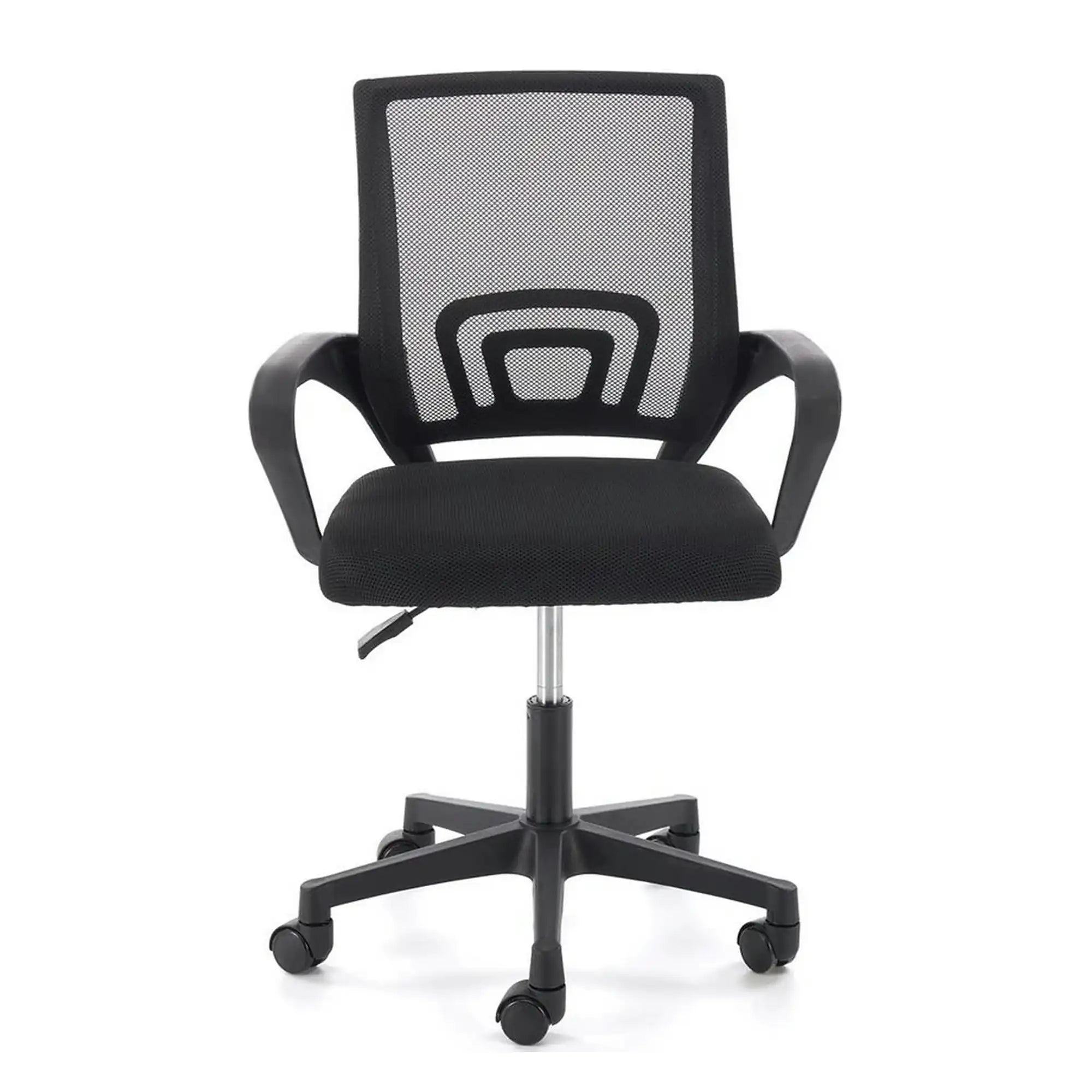 Scaun birou GIMLI, negru, stofa clasica/plastic, 60x53x84/94 cm