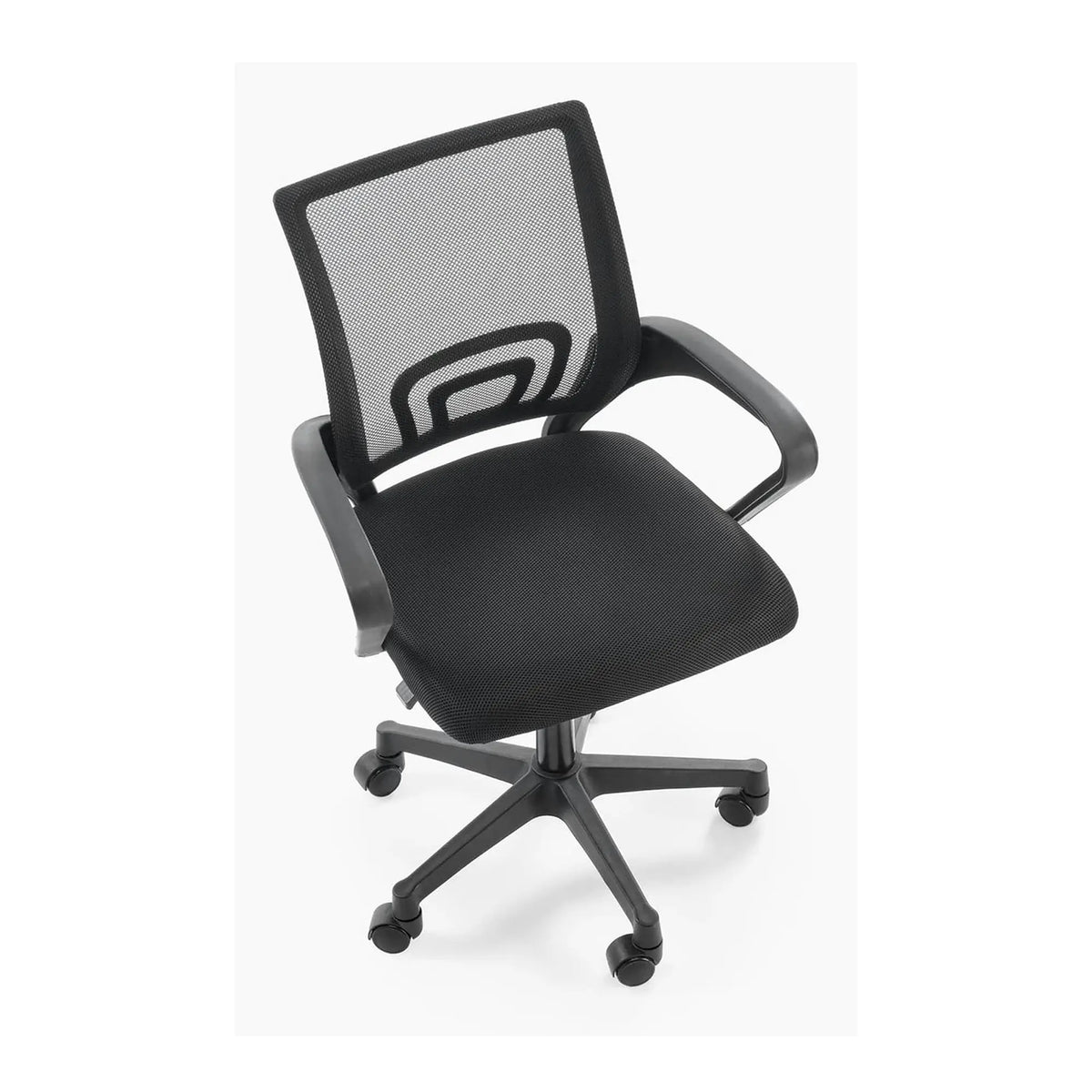Scaun birou GIMLI, negru, stofa clasica/plastic, 60x53x84/94 cm