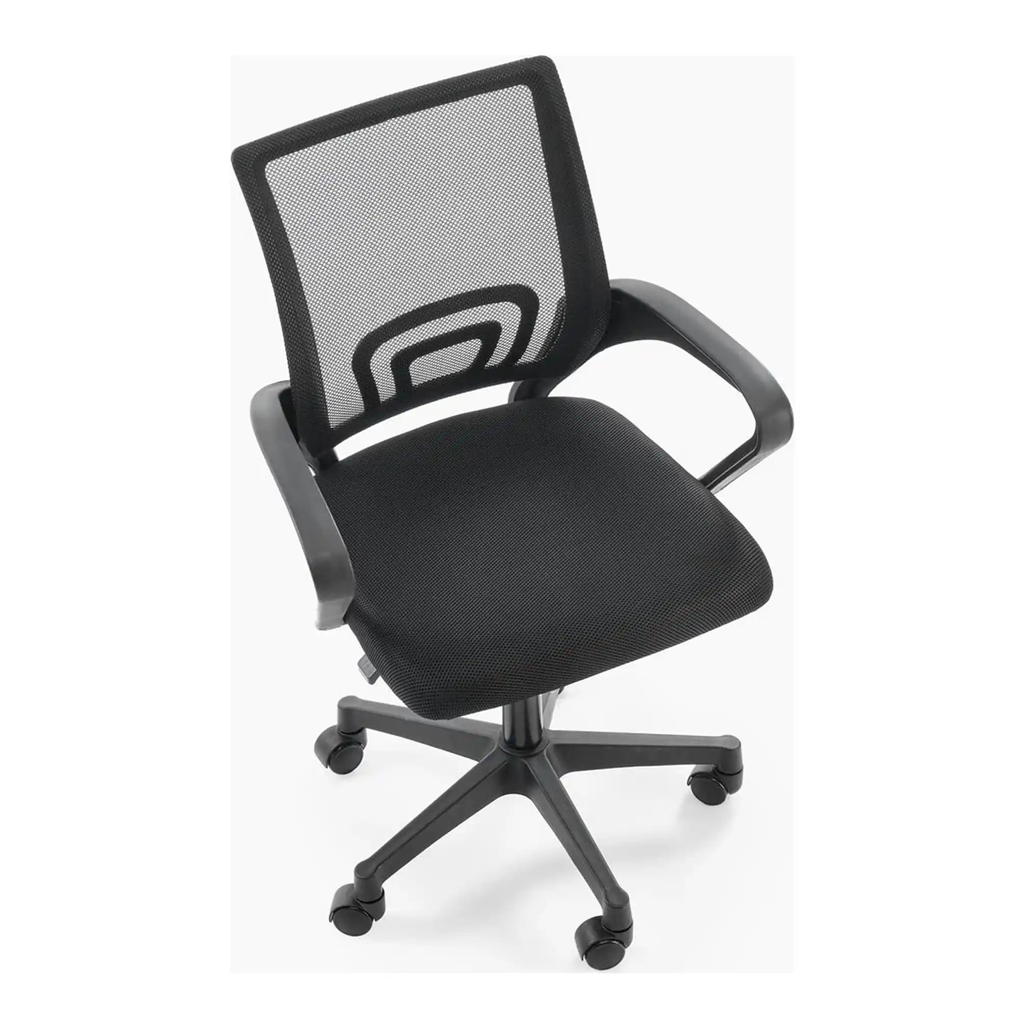 Scaun birou GIMLI, negru, stofa clasica/plastic, 60x53x84/94 cm