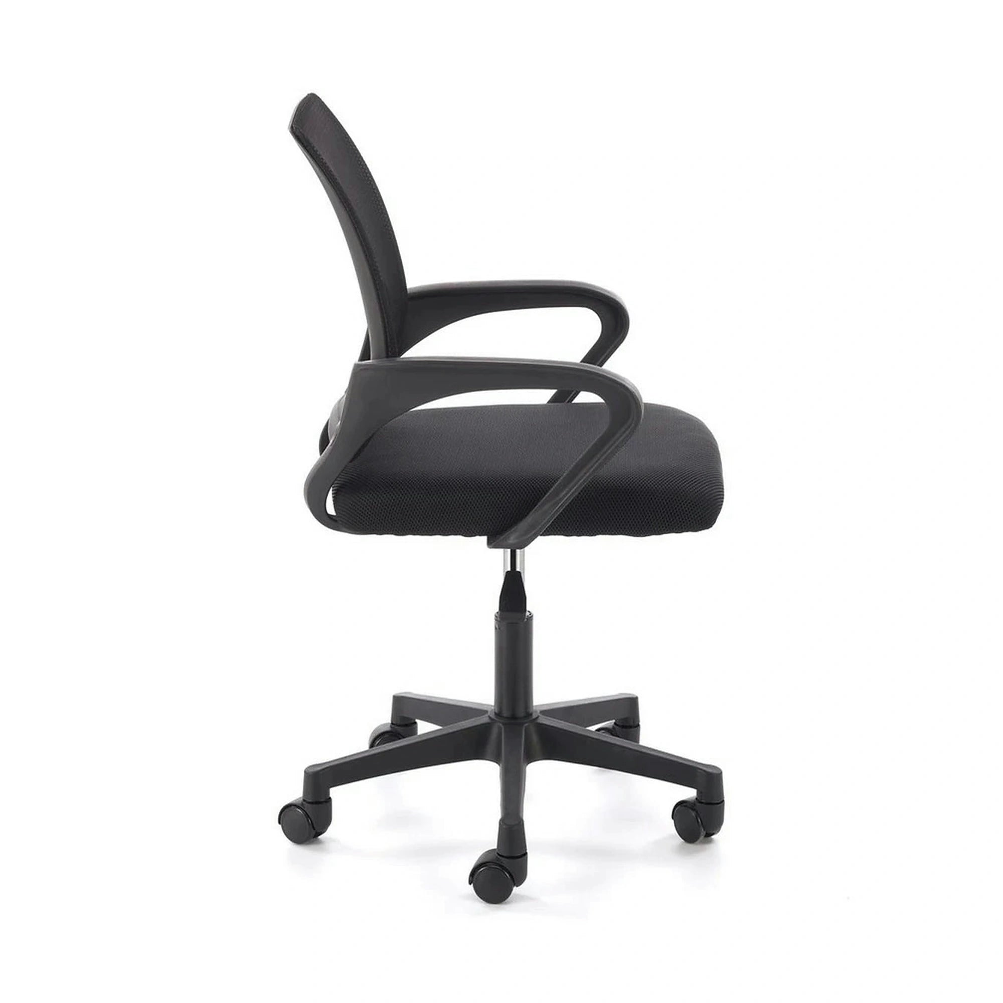 Scaun birou GIMLI, negru, stofa clasica/plastic, 60x53x84/94 cm