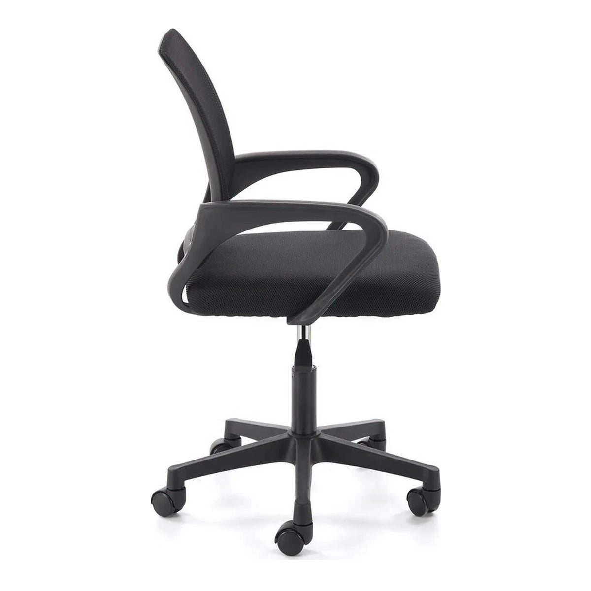 Scaun birou GIMLI, negru, stofa clasica/plastic, 60x53x84/94 cm