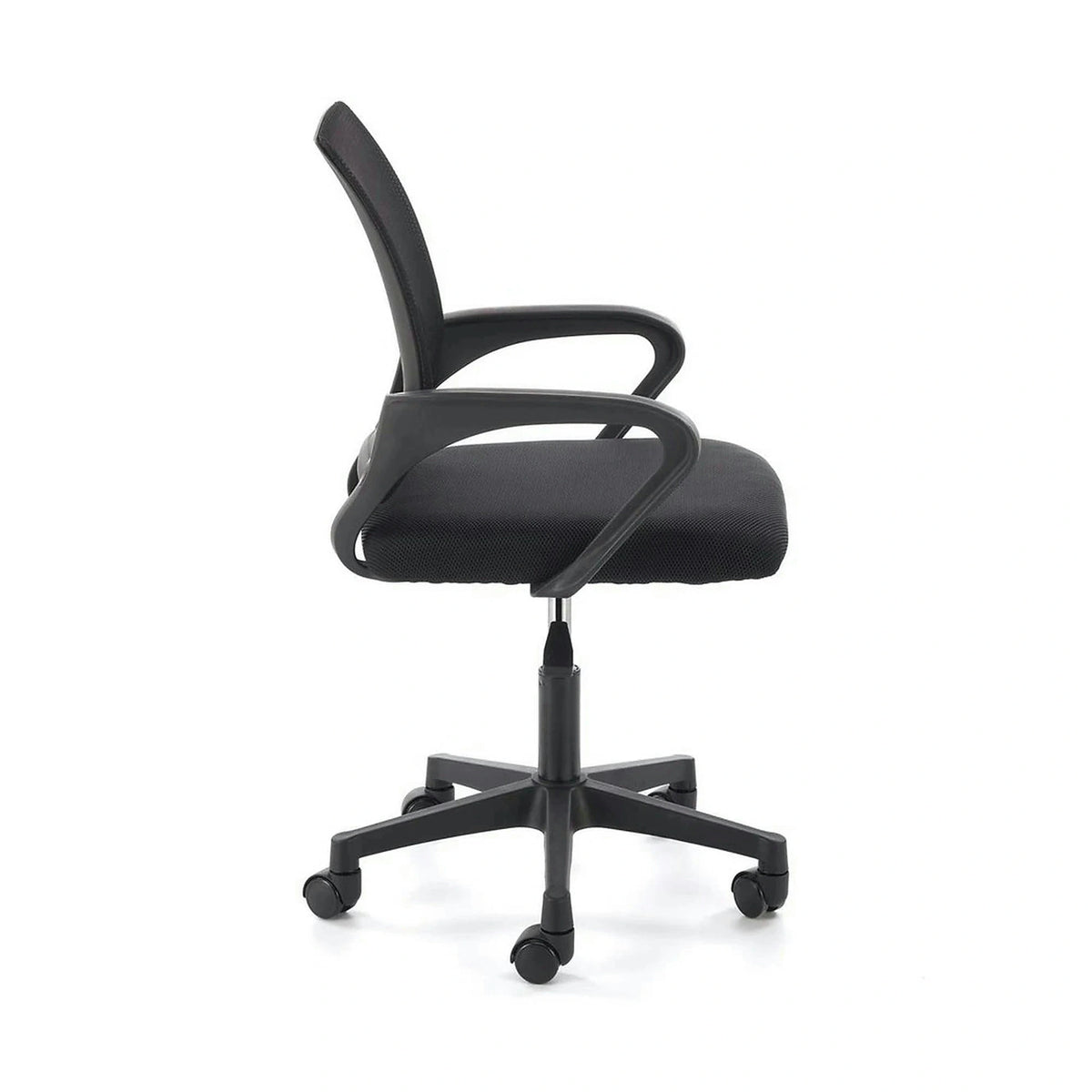 Scaun birou GIMLI, negru, stofa clasica/plastic, 60x53x84/94 cm