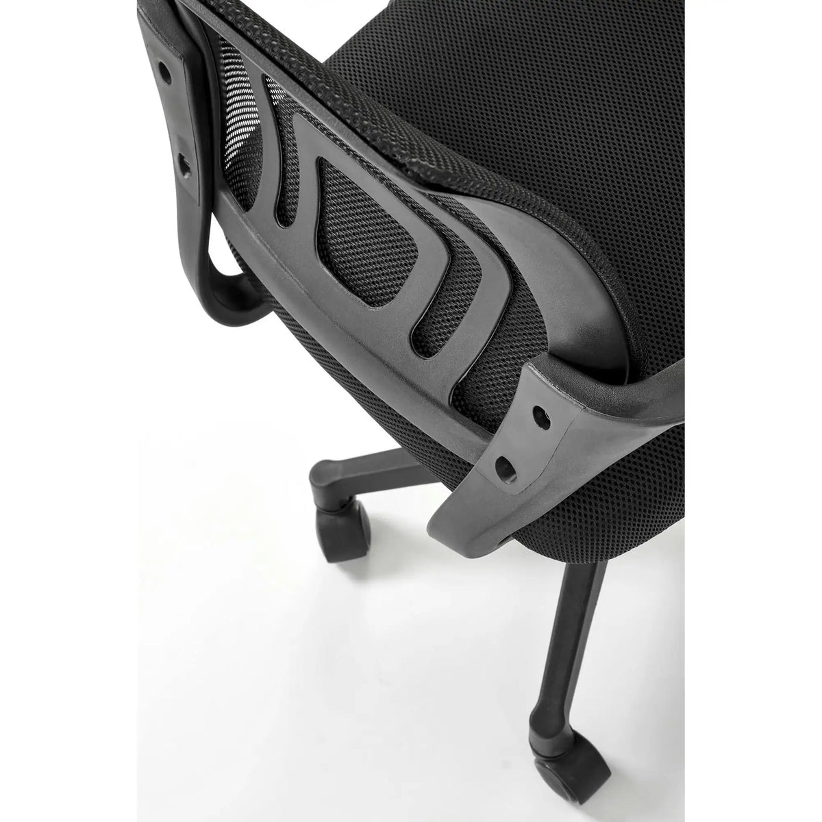 Scaun birou GIMLI, negru, stofa clasica/plastic, 60x53x84/94 cm