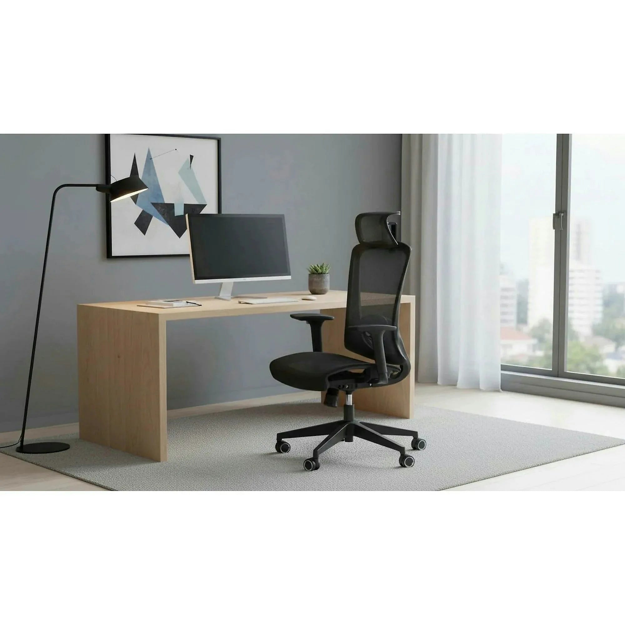 Scaun birou GOLIAT, negru, stofa clasica, 63x63x125 cm