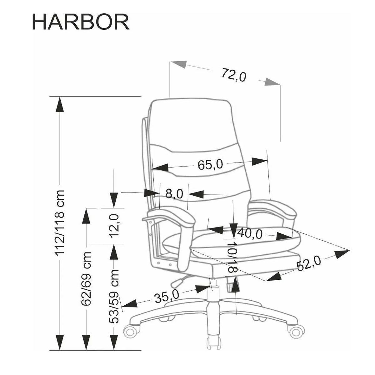 Scaun birou HARBOR, bej/negru, piele ecologica, 65x72x112-118 cm