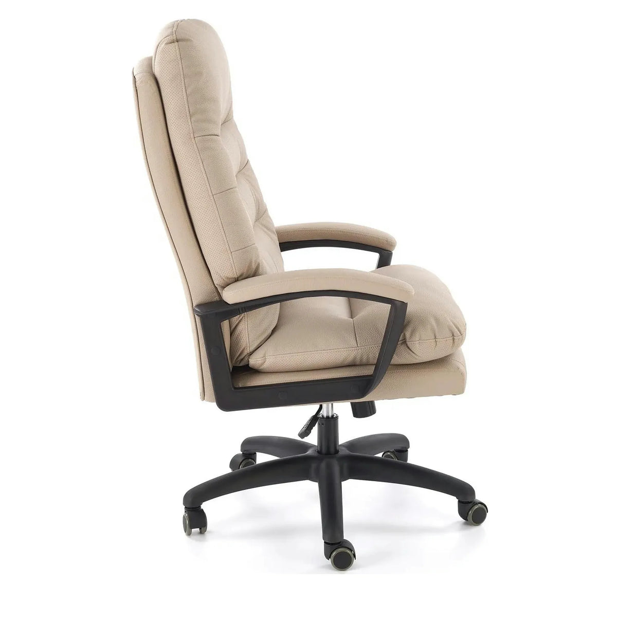 Scaun birou HARBOR, bej/negru, piele ecologica, 65x72x112-118 cm