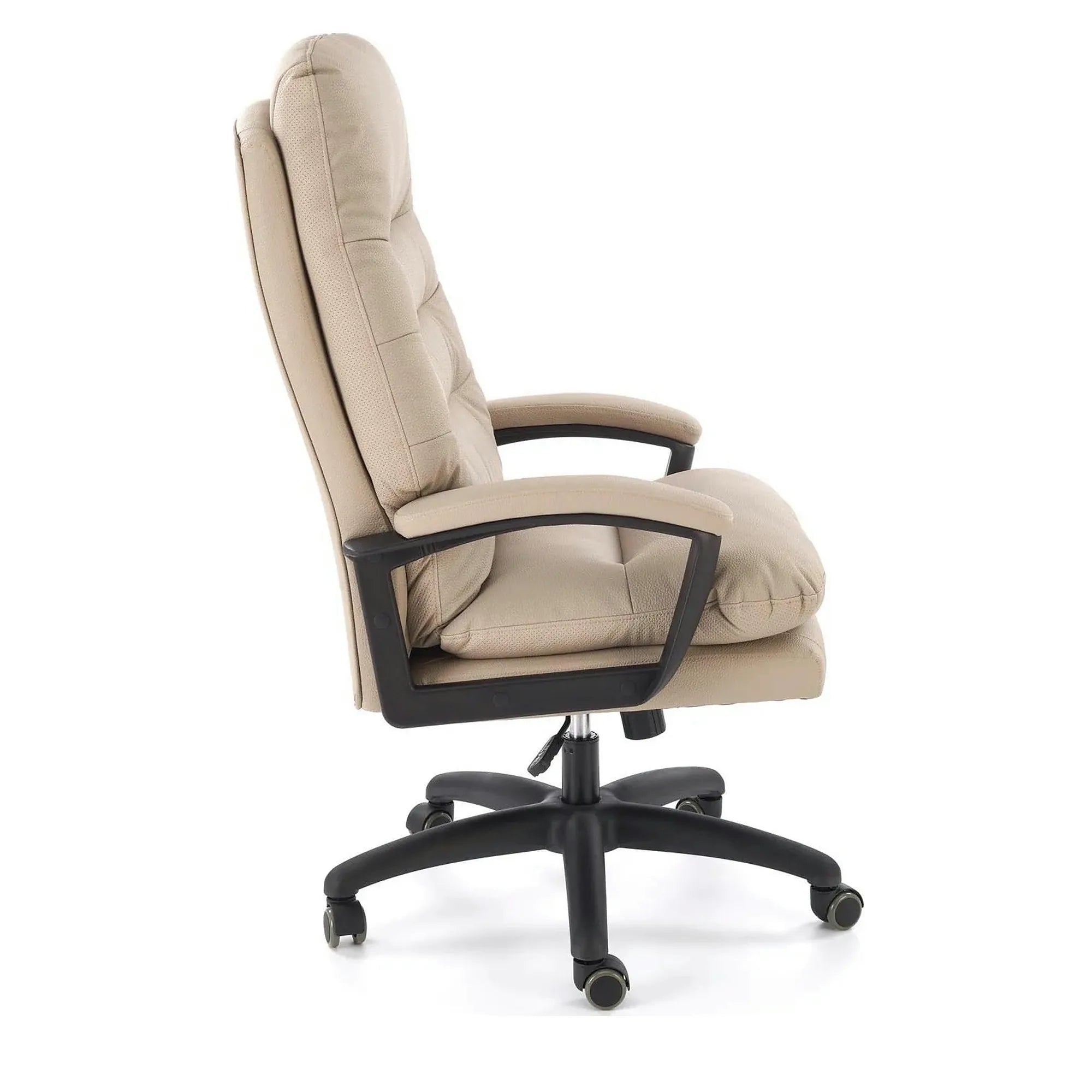 Scaun birou HARBOR, bej/negru, piele ecologica, 65x72x112-118 cm