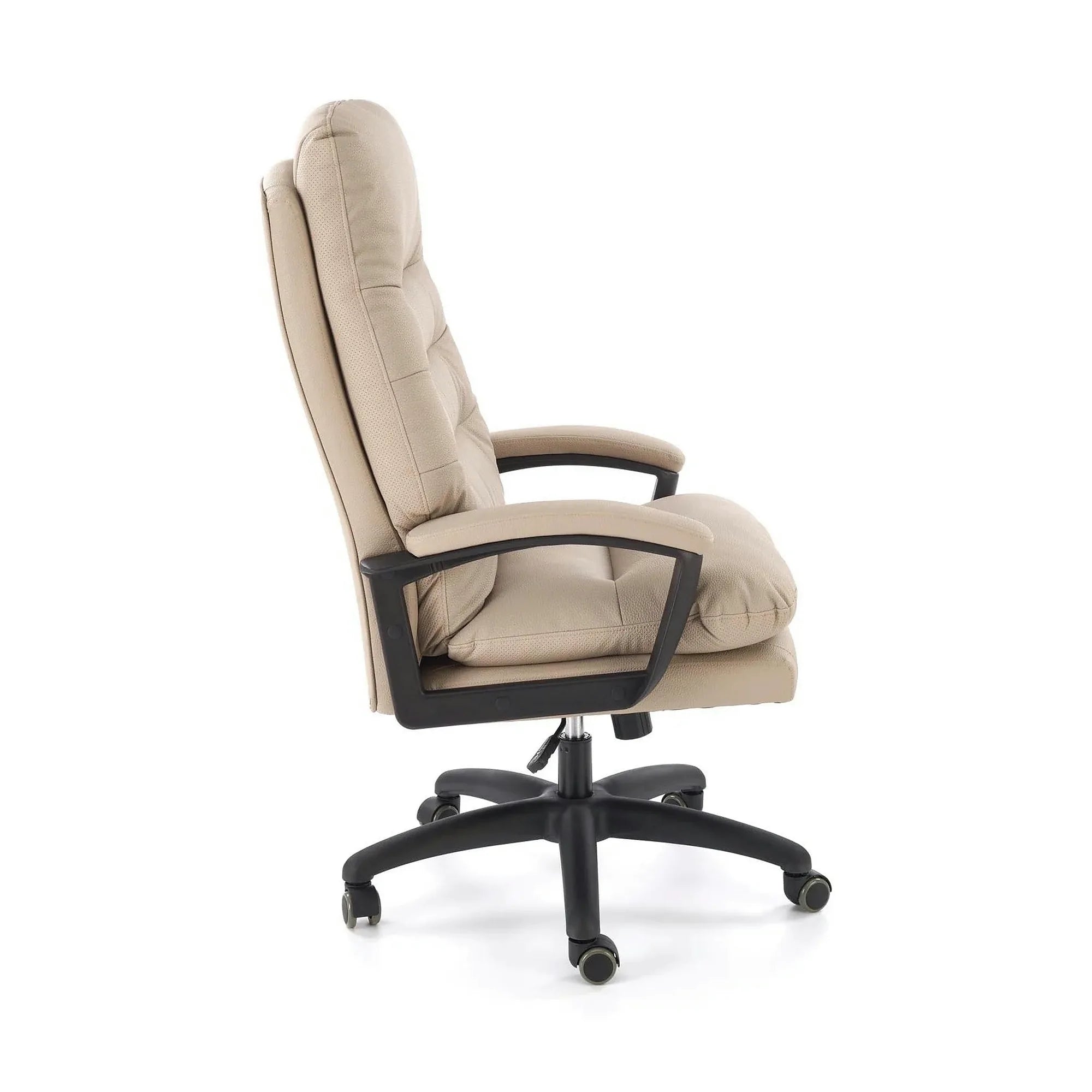Scaun birou HARBOR, bej/negru, piele ecologica, 65x72x112-118 cm