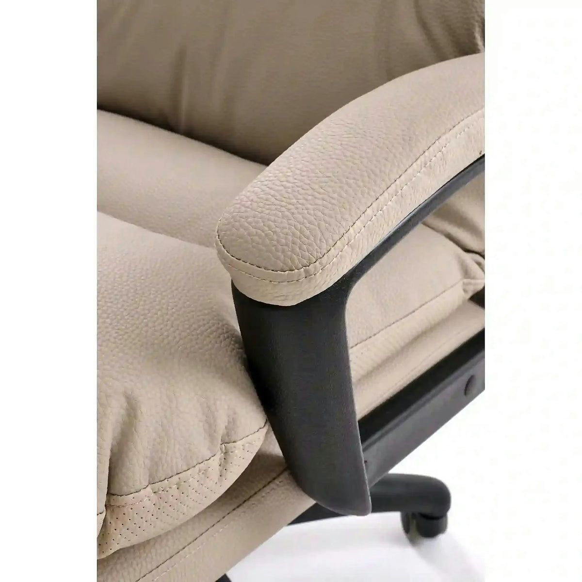 Scaun birou HARBOR, bej/negru, piele ecologica, 65x72x112-118 cm