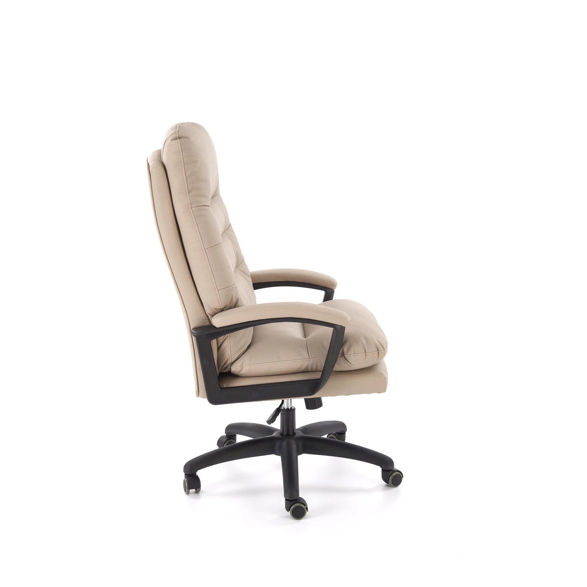 Scaun birou HARBOR, bej/negru, piele ecologica, 65x72x112-118 cm