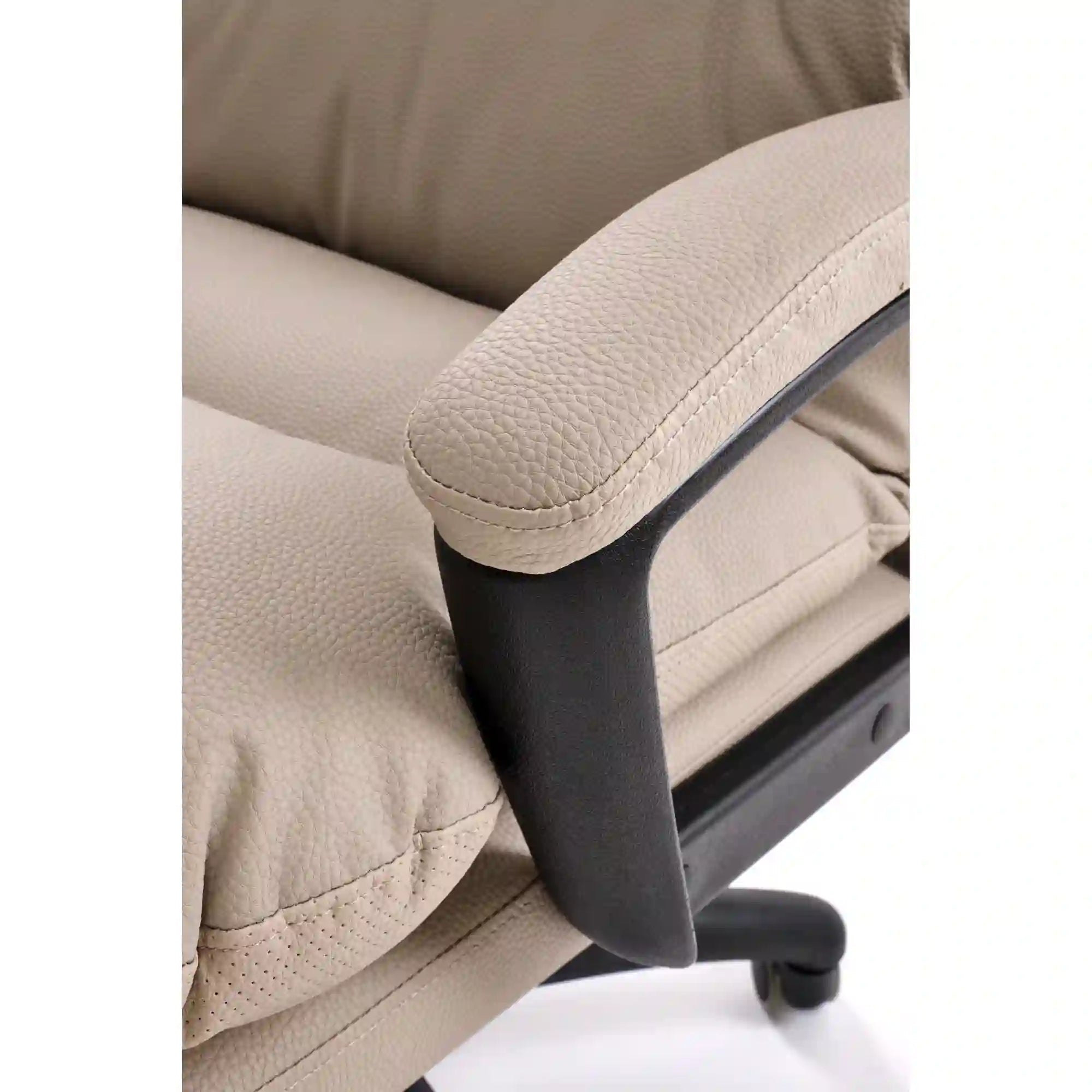 Scaun birou HARBOR, bej/negru, piele ecologica, 65x72x112-118 cm