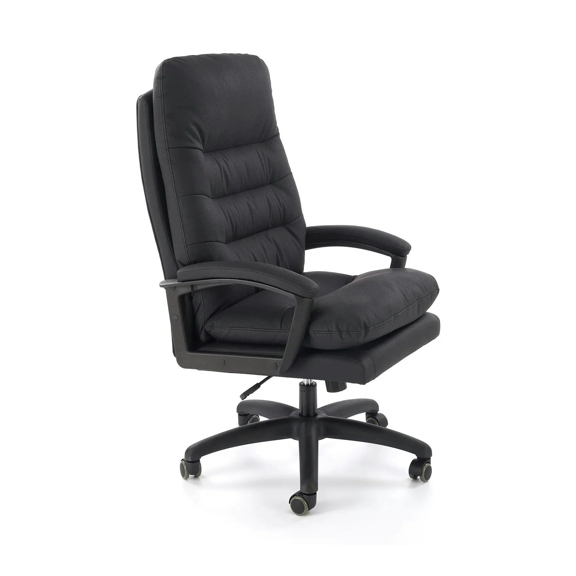 Scaun birou HARBOR, negru, piele ecologica, 65x72x112-118 cm