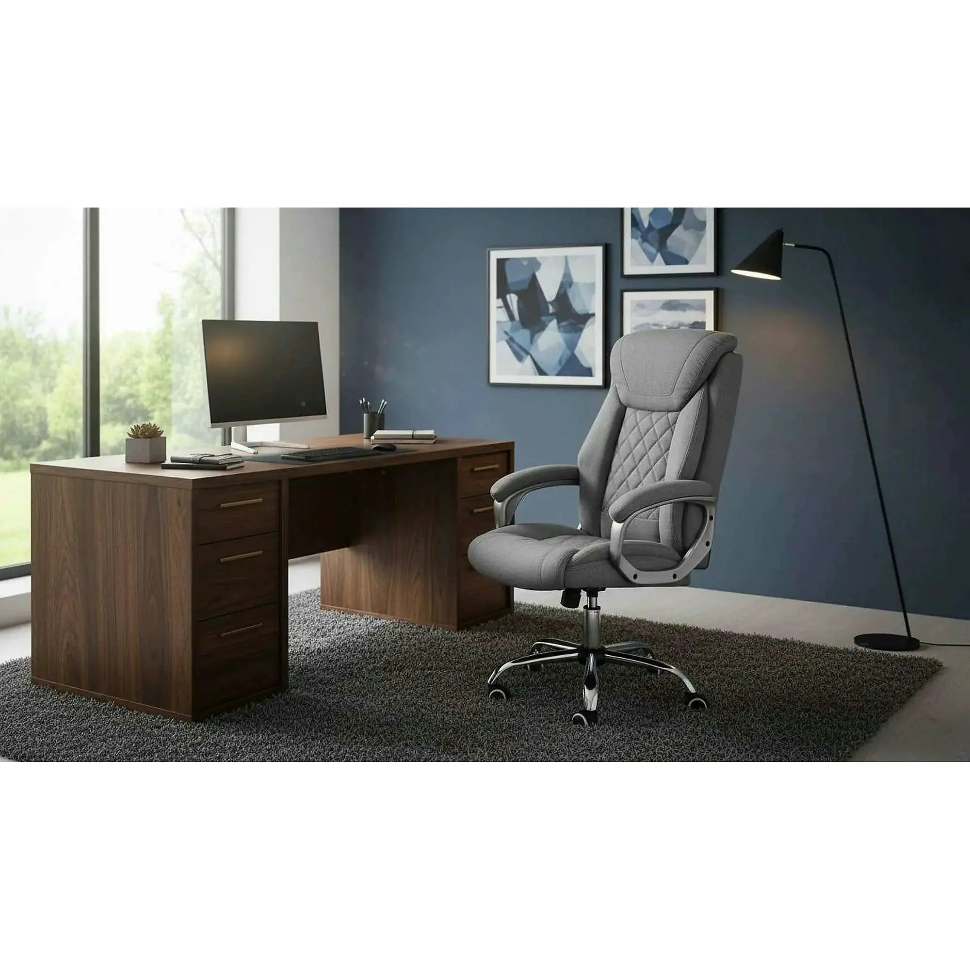 Scaun birou HELDER 2, gri, stofa clasica/metal, 66x71x113/120 cm
