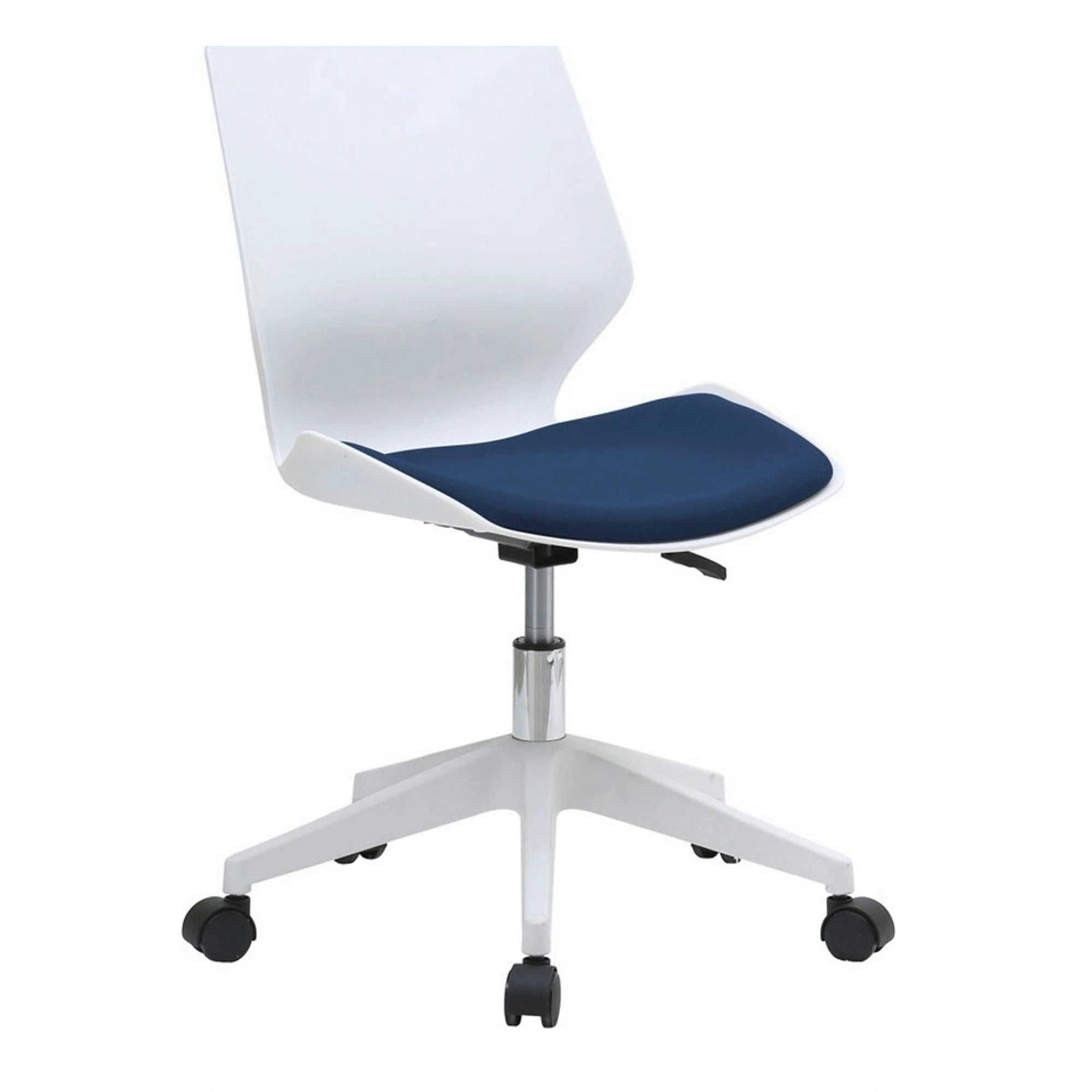 Scaun birou KILI, alb/albastru, stofa/plastic, 53x49x82/92 cm