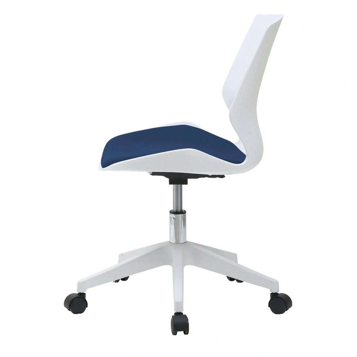 Scaun birou KILI, alb/albastru, stofa/plastic, 53x49x82/92 cm