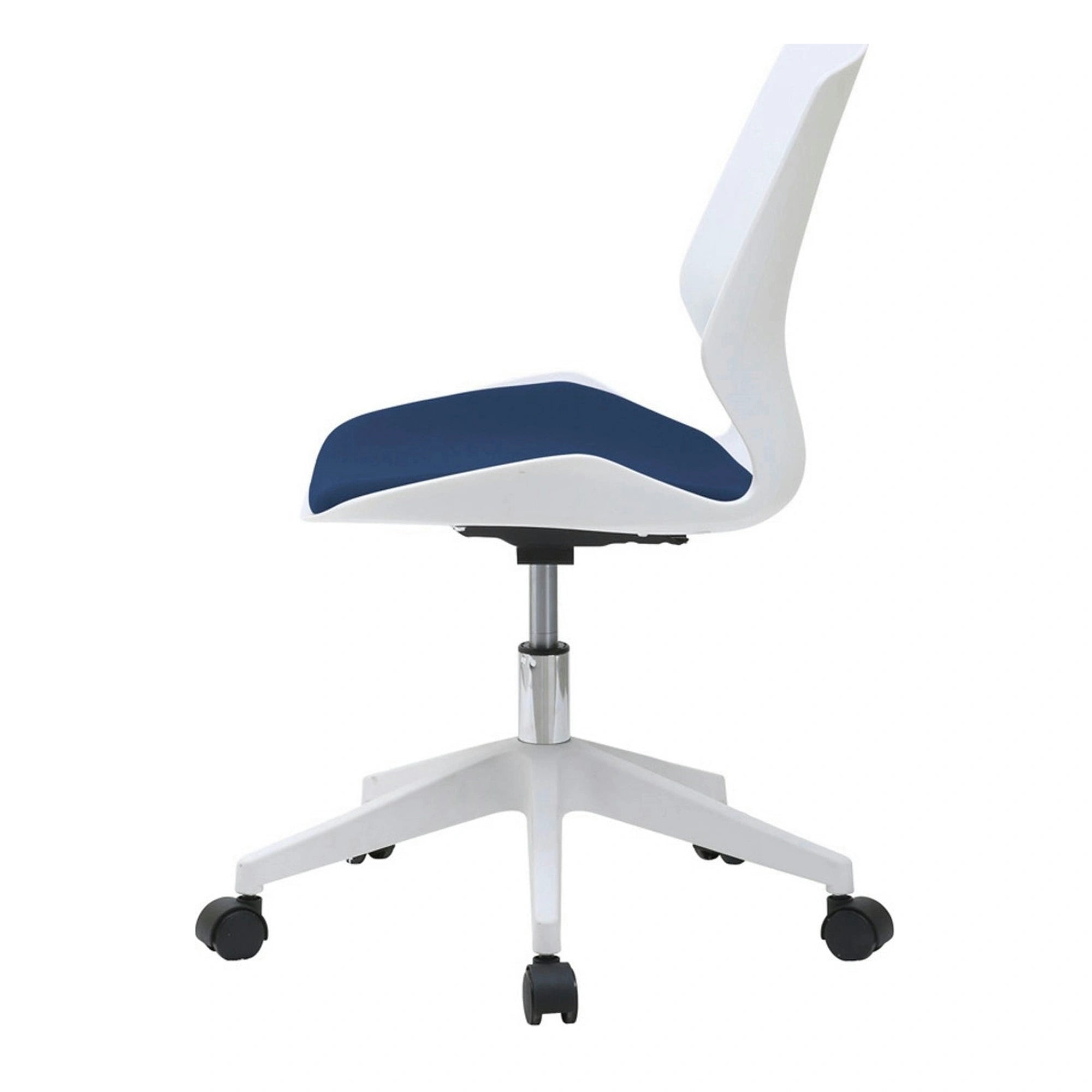 Scaun birou KILI, alb/albastru, stofa/plastic, 53x49x82/92 cm