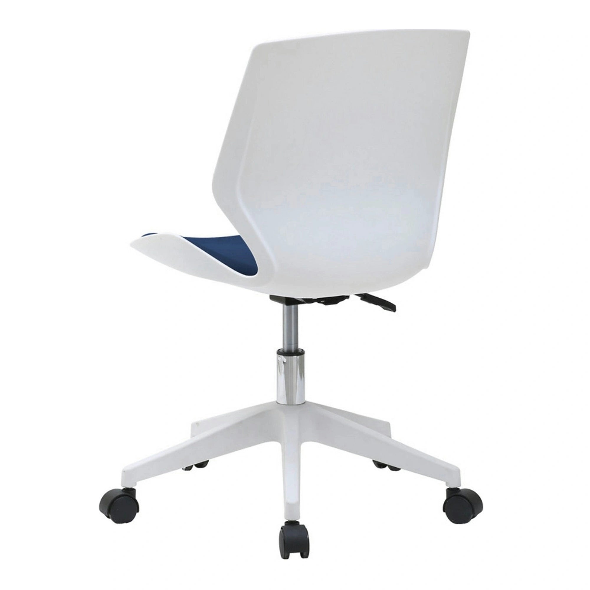Scaun birou KILI, alb/albastru, stofa/plastic, 53x49x82/92 cm