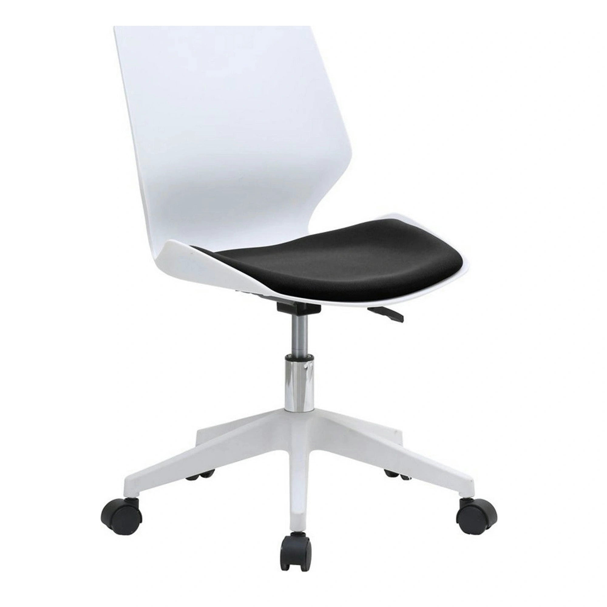 Scaun birou KILI, alb/negru, stofa/plastic, 53x49x82/92 cm