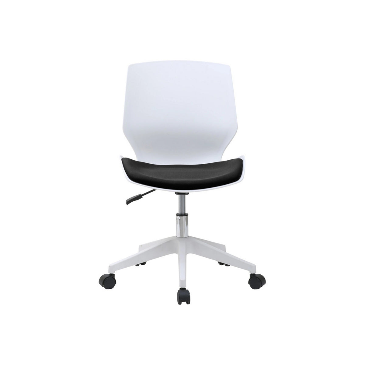 Scaun birou KILI, alb/negru, stofa/plastic, 53x49x82/92 cm