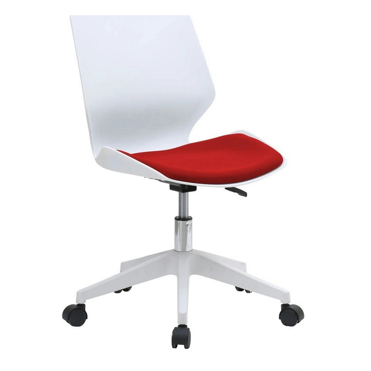 Scaun birou KILI, alb/rosu, stofa/plastic, 53x49x82/92 cm