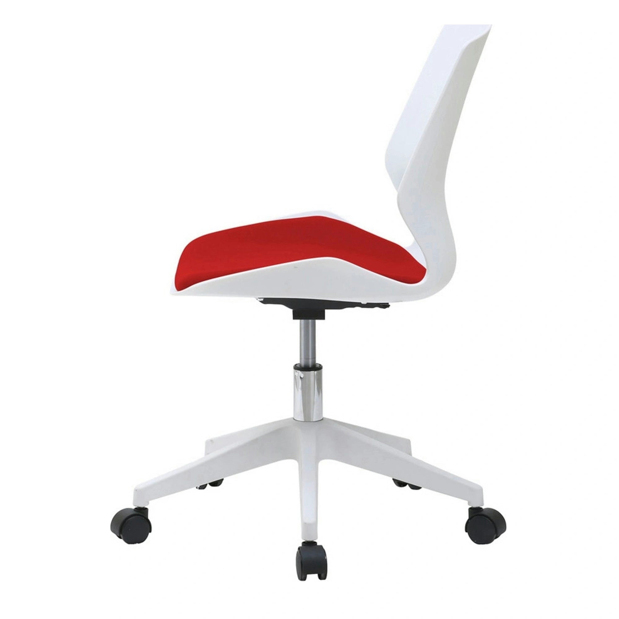 Scaun birou KILI, alb/rosu, stofa/plastic, 53x49x82/92 cm