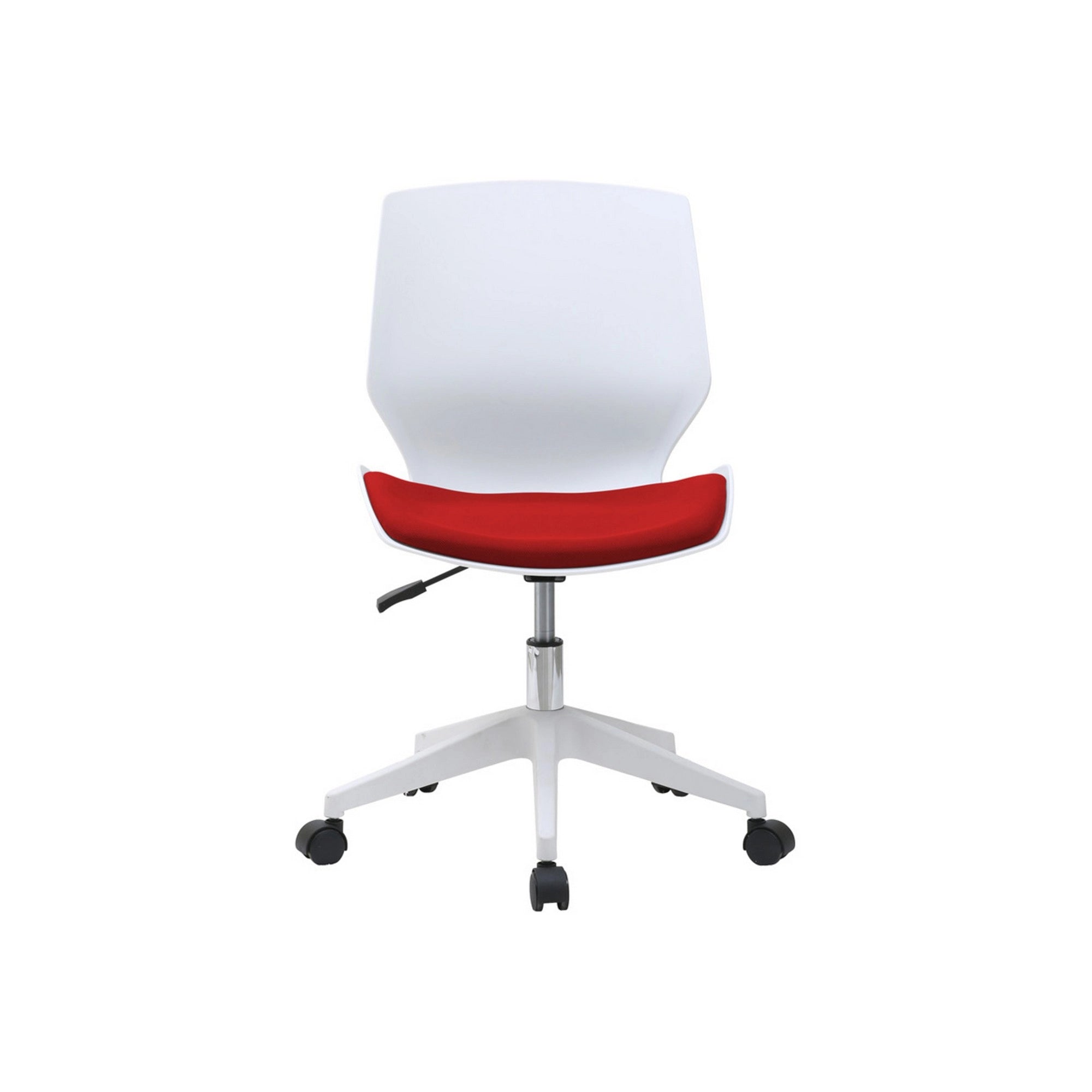 Scaun birou KILI, alb/rosu, stofa/plastic, 53x49x82/92 cm