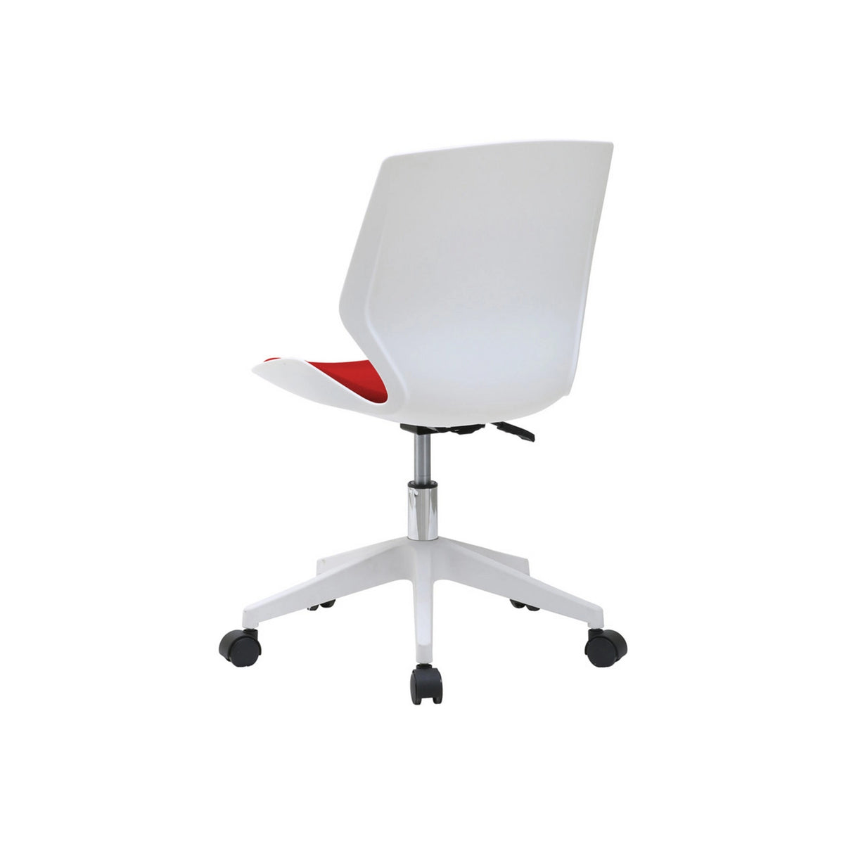 Scaun birou KILI, alb/rosu, stofa/plastic, 53x49x82/92 cm