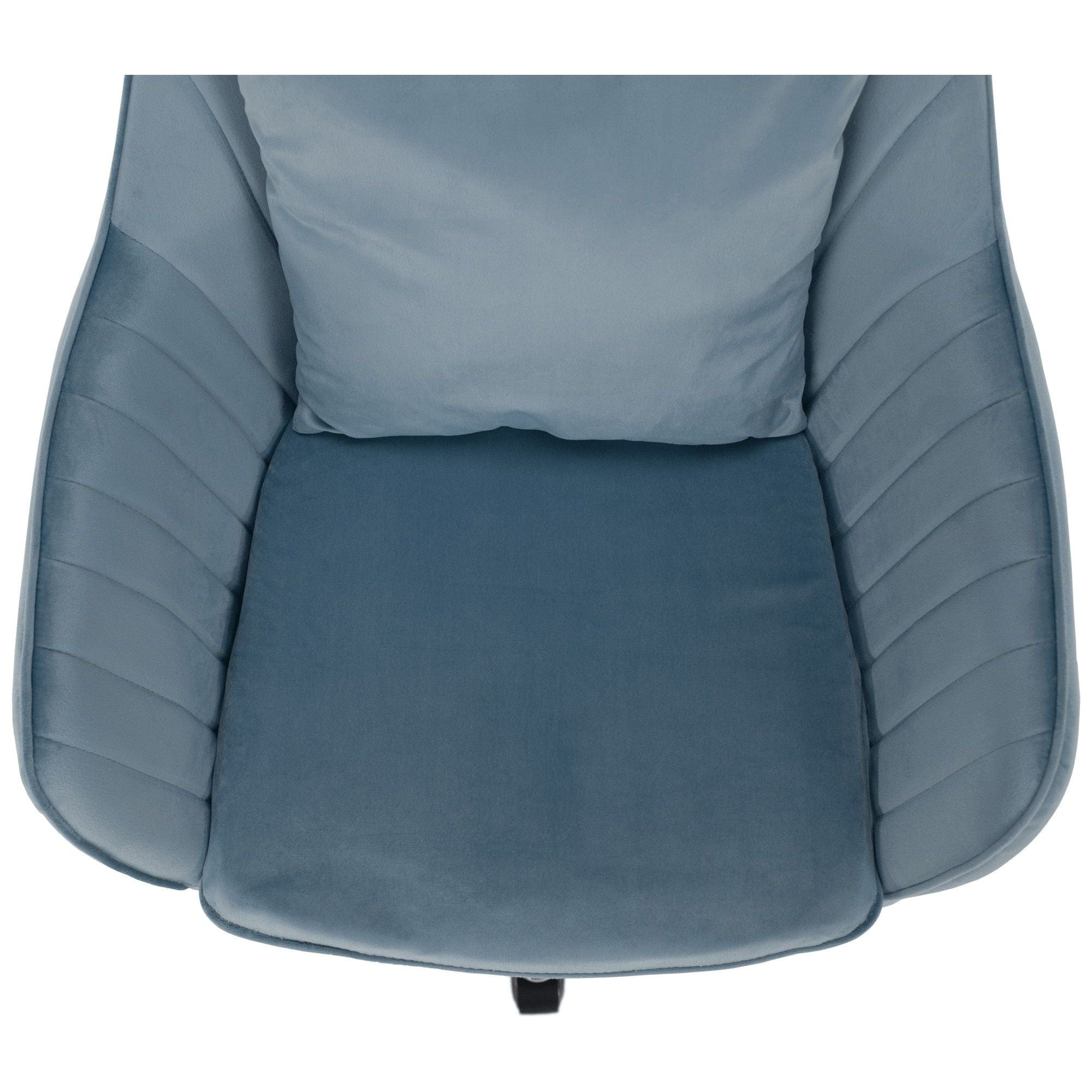 Scaun birou KLIAN, albastru deschis/crom, metal/stofa catifelata, 59x61x87/101 cm