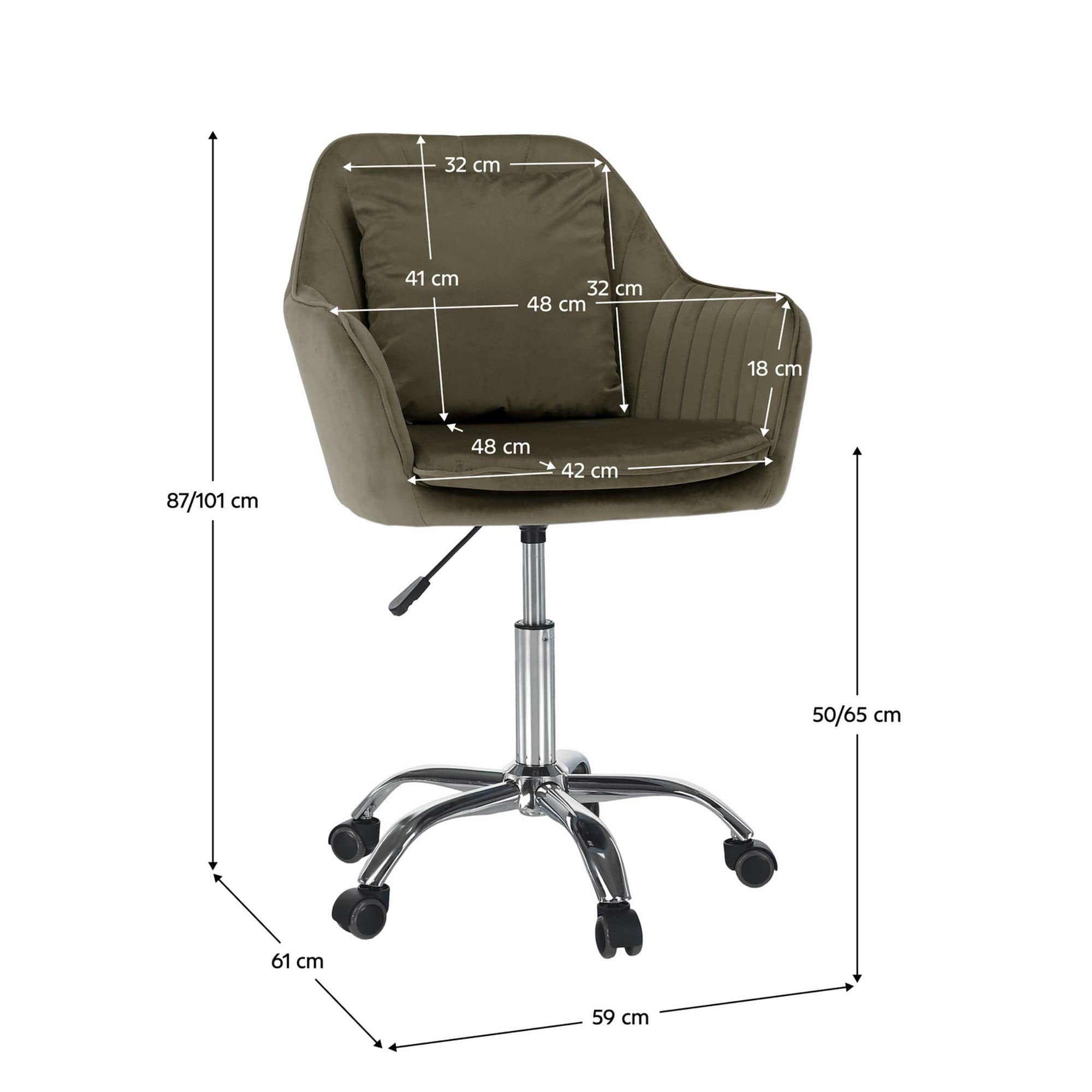 Scaun birou KLIAN, maro/crom, stofa catifelata/metal, 59x61x101 cm