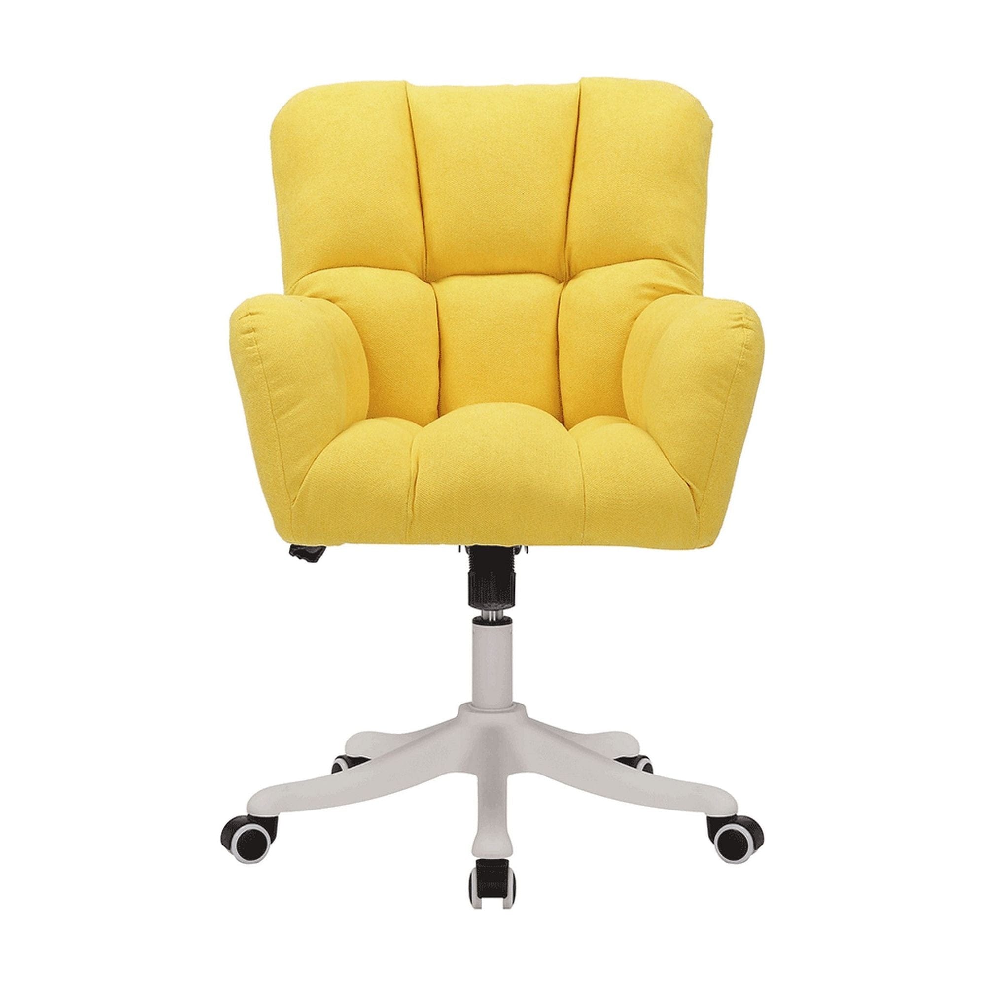 Scaun birou LOREL, galben/crom, stofa clasica/metal, 64x67x90/100 cm