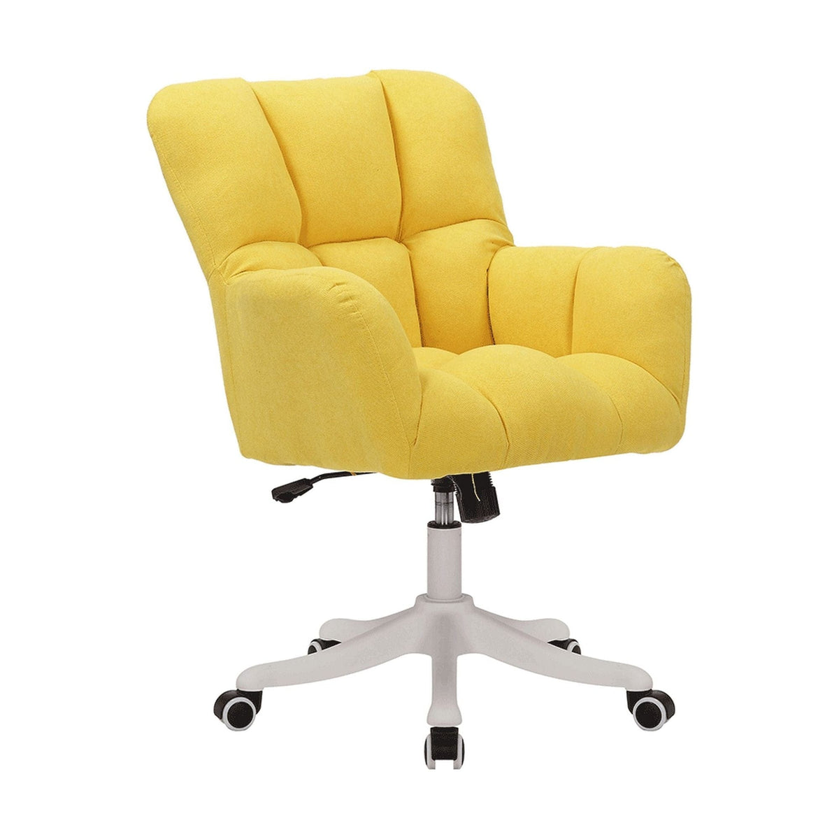 Scaun birou LOREL, galben/crom, stofa clasica/metal, 64x67x90/100 cm