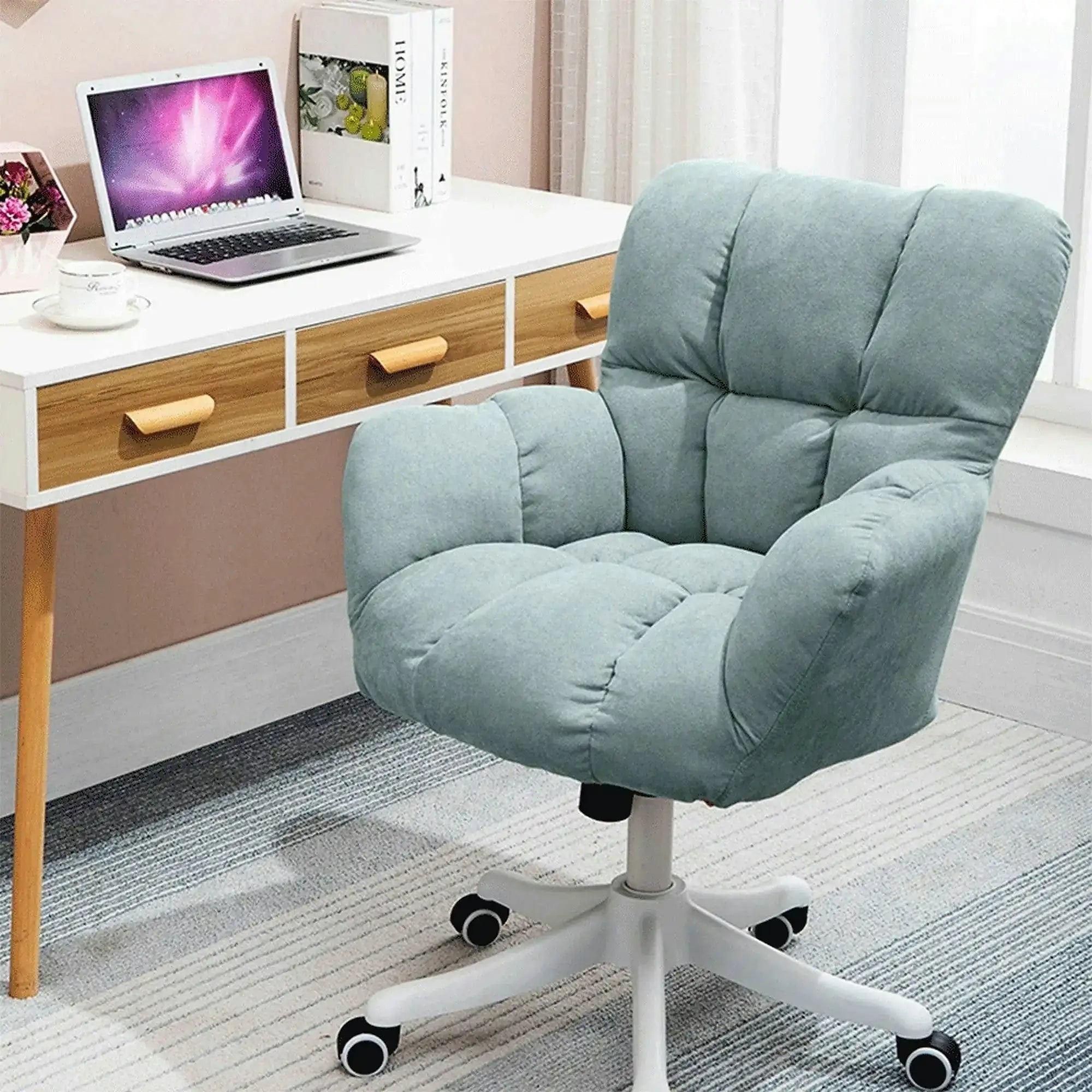 Scaun birou LOREL, verde menta, stofa clasica, 64x67x90/99 cm