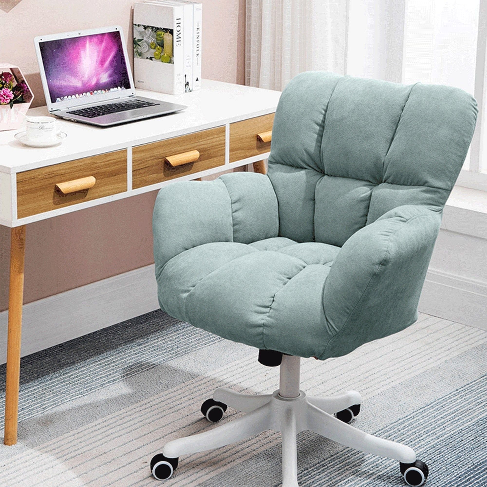 Scaun birou LOREL, verde menta, stofa clasica, 64x67x90/99 cm