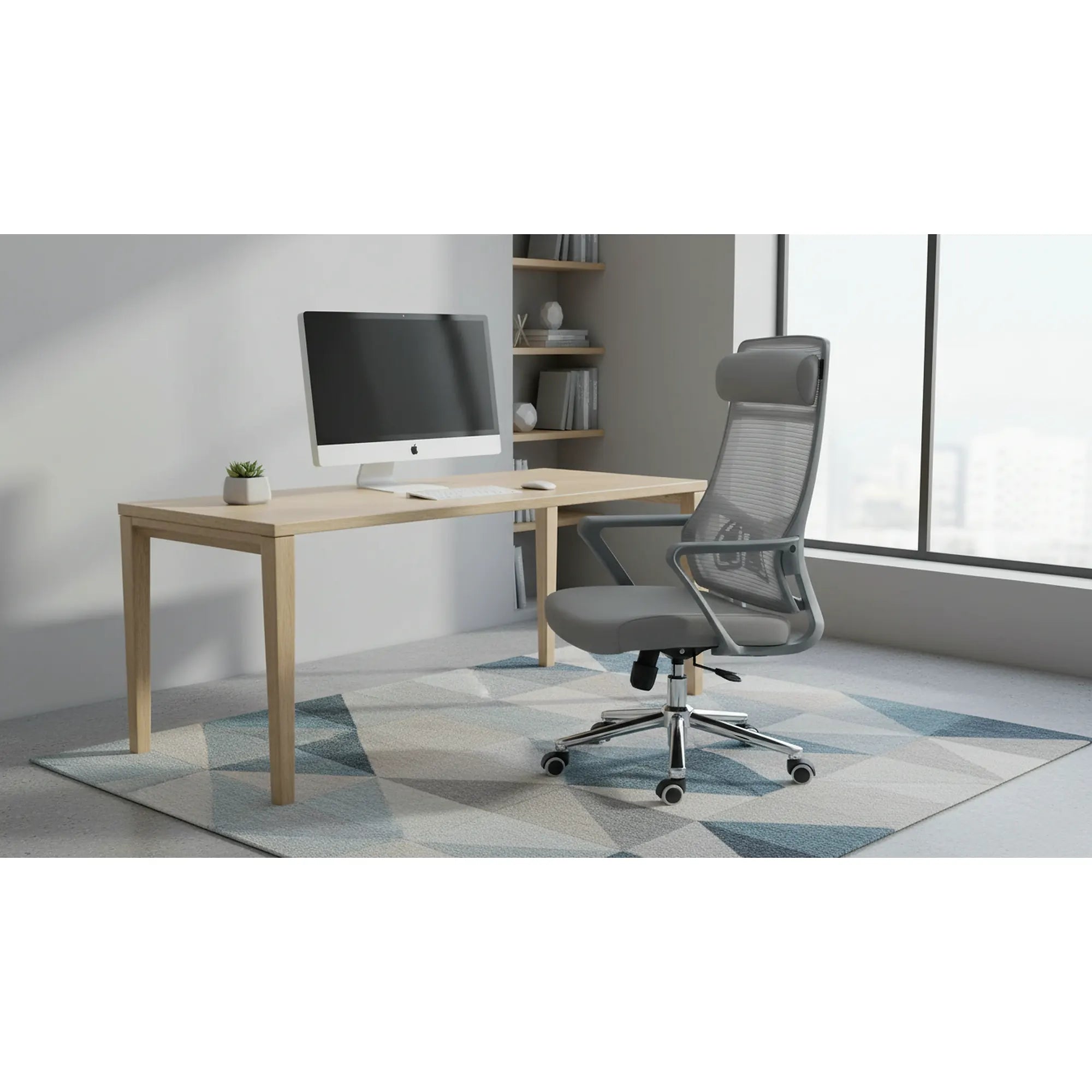 Scaun birou LUCA, gri, stofa/plasa, 65x65x115/125 cm