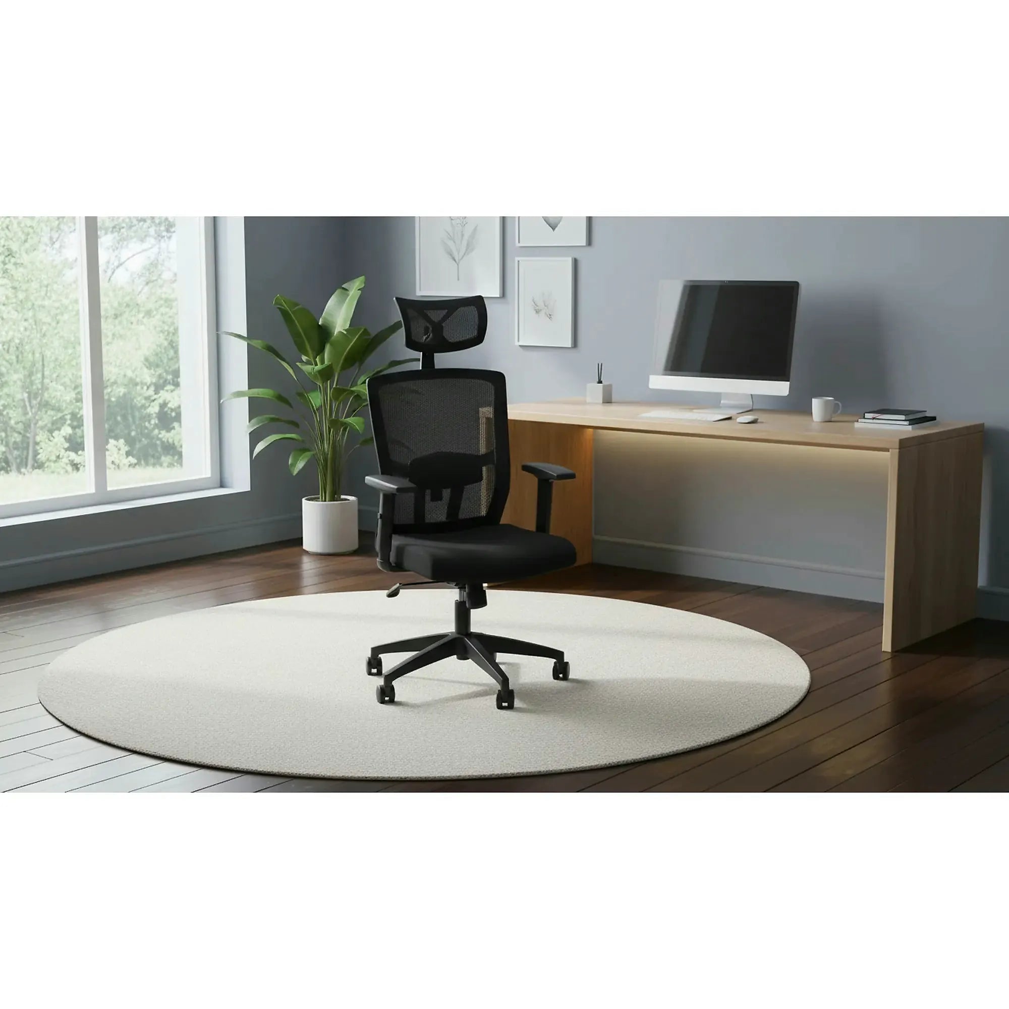 Scaun birou MASON, negru, stofa/plasa, 62x62x120/130 cm