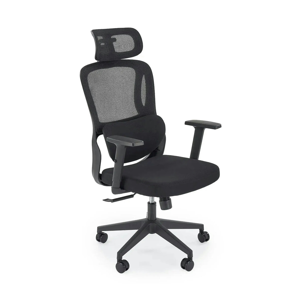 Scaun birou MATEUS, negru, stofa/plasa, 67x70x126/133 cm