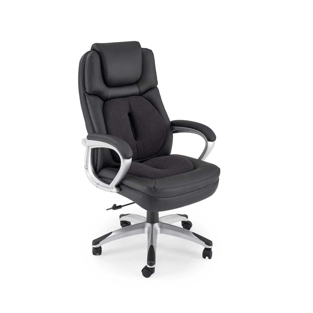 Scaun birou MAXWEL, negru, piele ecologica/stofa, 64x76x115/123 cm