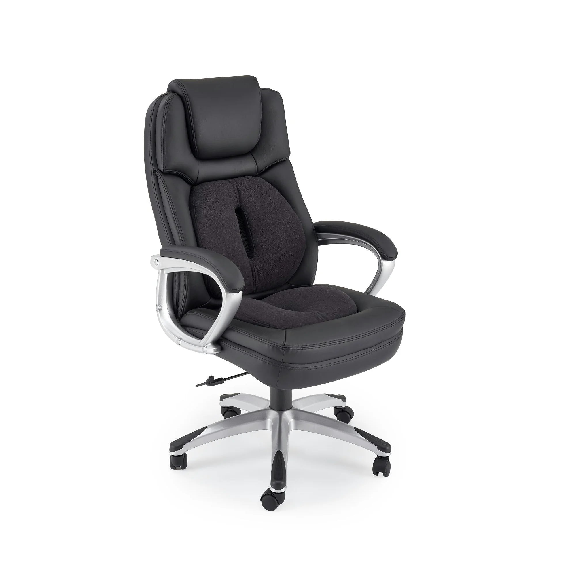 Scaun birou MAXWEL, negru, piele ecologica/stofa, 64x76x115/123 cm