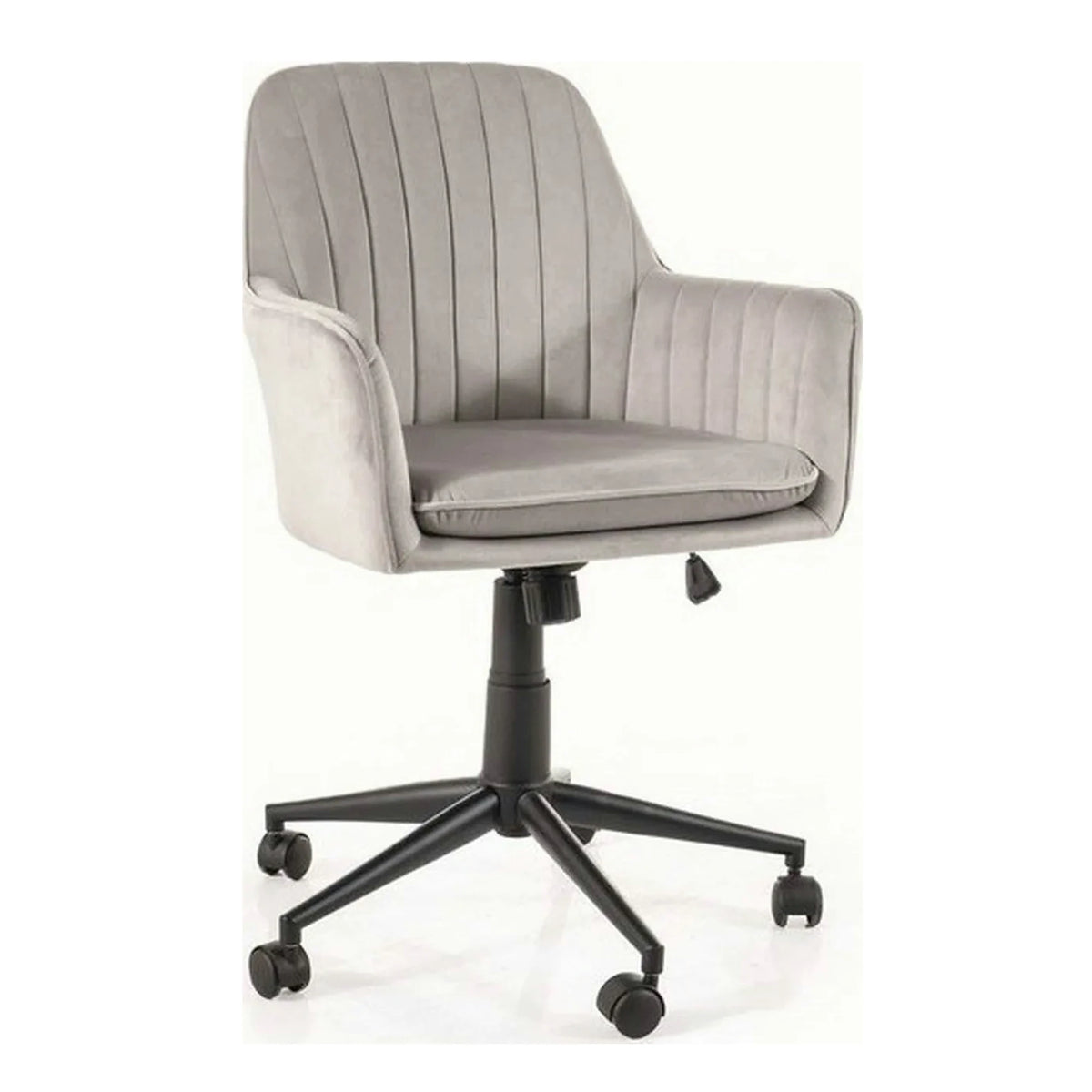 Scaun birou moale Q-886, gri deschis, stofa catifelata/metal, 58x44x83/91 cm