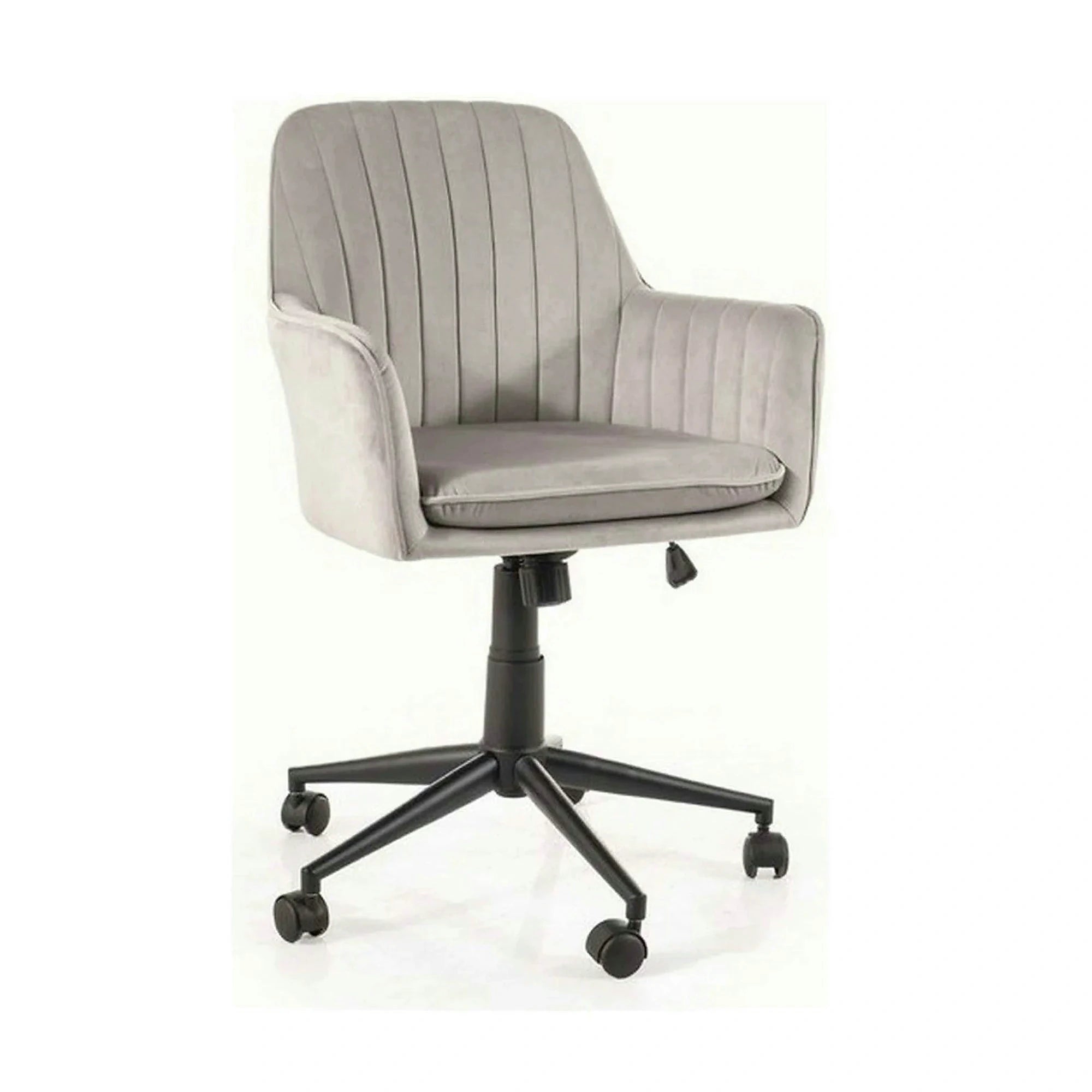 Scaun birou moale Q-886, gri deschis, stofa catifelata/metal, 58x44x83/91 cm