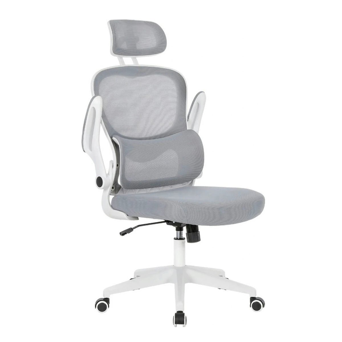 Scaun birou MORITZ, gri/alb, stofa/plasa, 64x66x122/132 cm