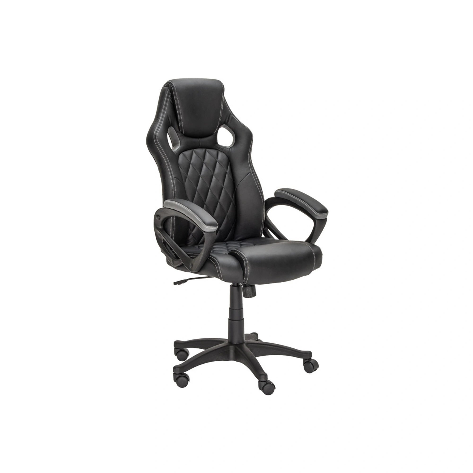 Scaun birou NIKKI, negru, piele ecologica, 63x70x113/122 cm