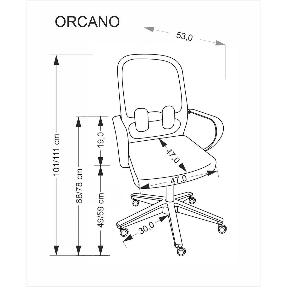 Scaun birou ORCANO, negru, stofa clasica/plastic, 62x65x101/111 cm