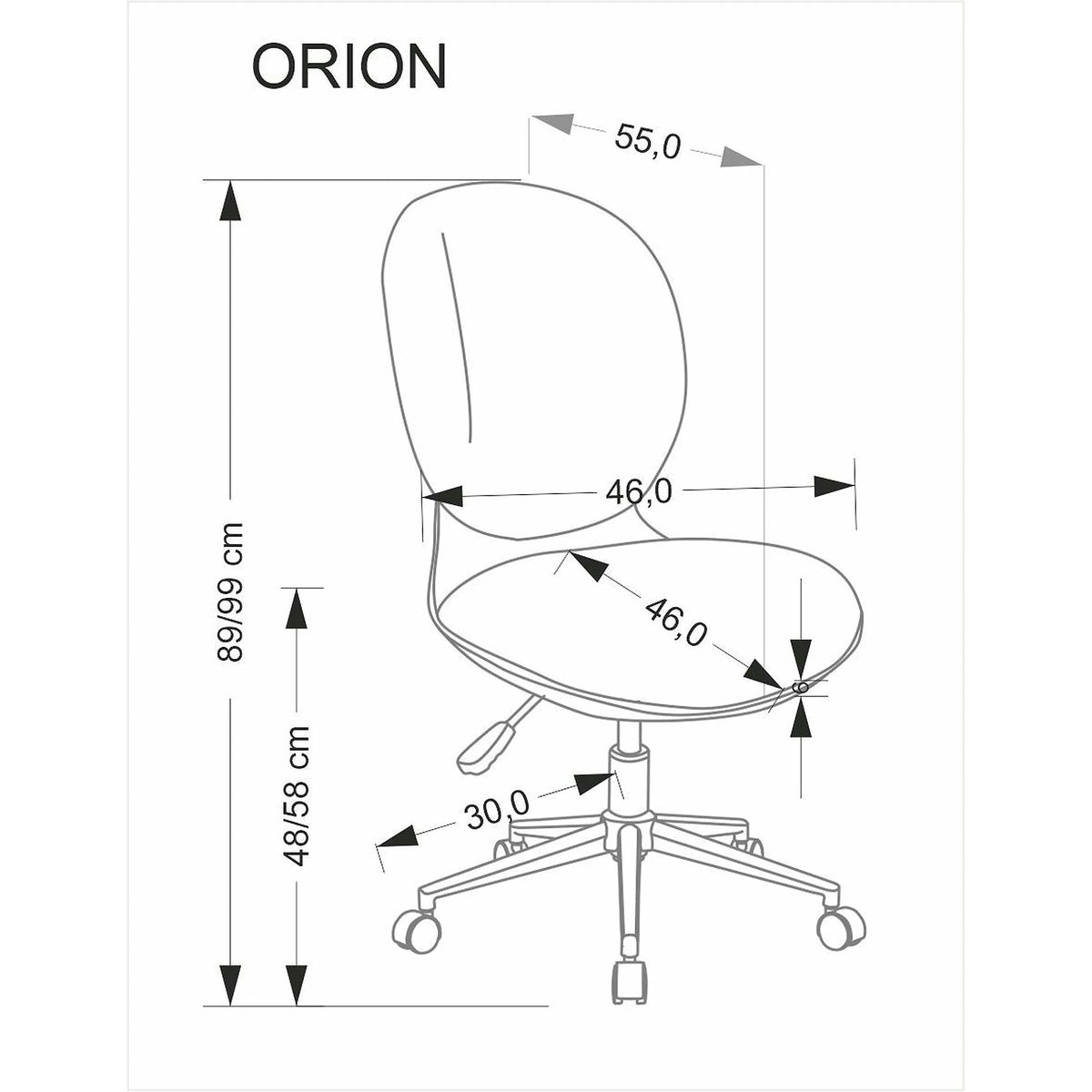 Scaun birou ORION, gri deschis/negru, stofa clasica/polipropilena, 46x55x89/99 cm